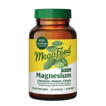 MegaFood Magnesium Glycinate, Citrate, Malate 300mg Supplement - Highly Absorbable Blend to Support Heart, Nerve Health & Relaxation, Triple Magnesium Complex Supplement, 60 Capsules (30 Servings) MegaFood buy supplements canada