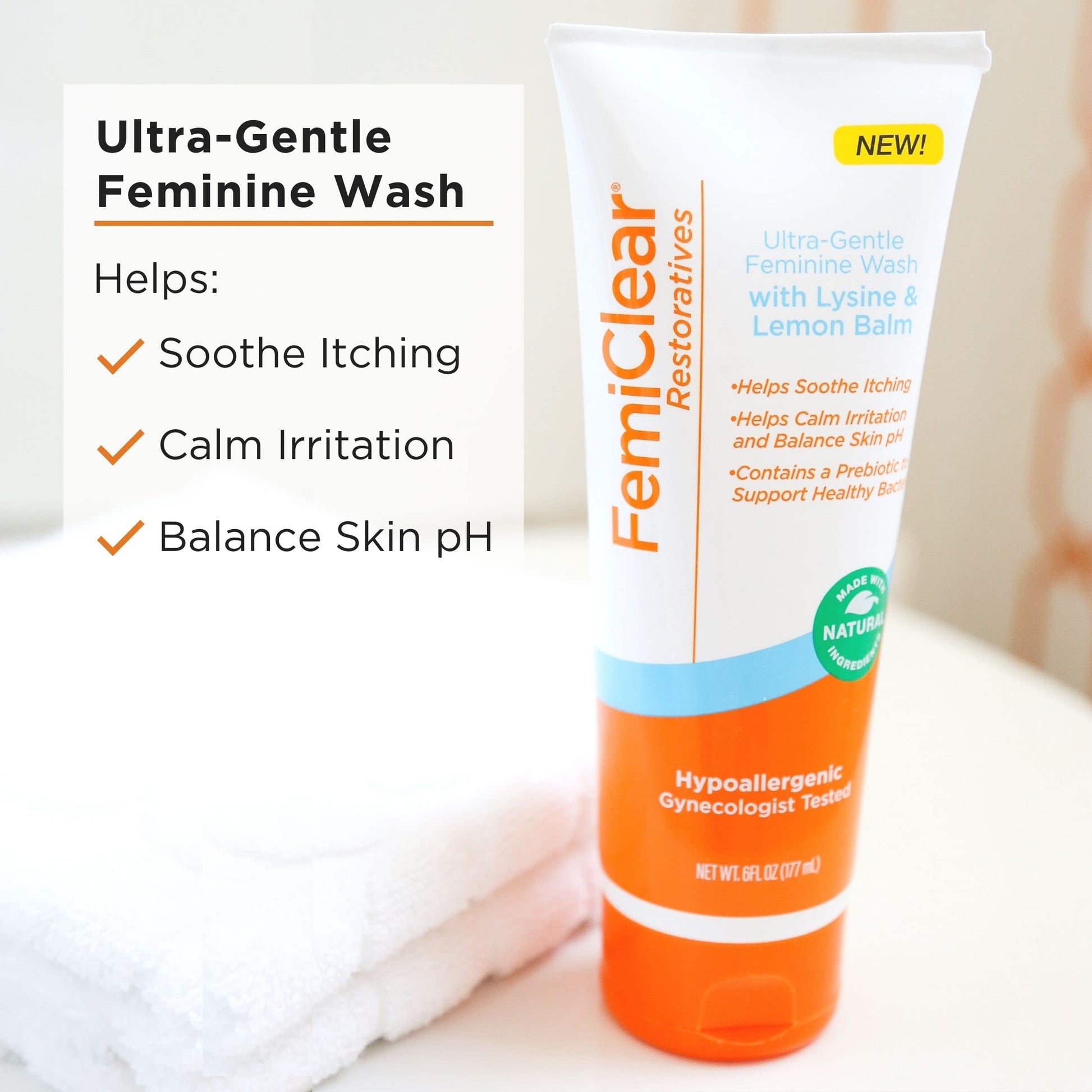 FemiClear® Restoratives Ultra-Gentle Feminine Wash, Made with Lysine & Lemon Balm, Natural Ingredients FemiClear buy supplements canada