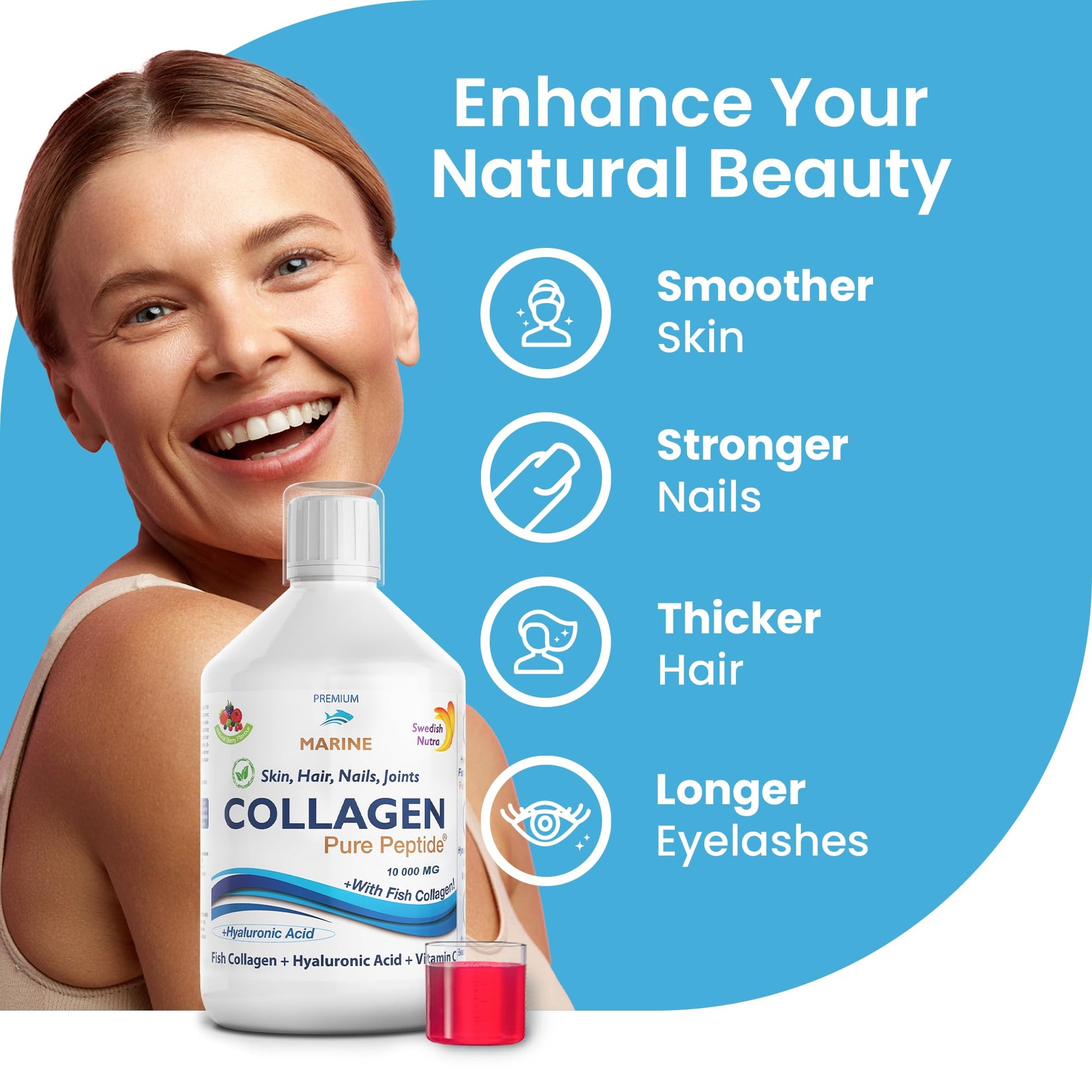 Marine Liquid Collagen 10000mg 500 ml I Pure Hydrolyzed Collagen Peptides Swedish Nutra buy supplements canada