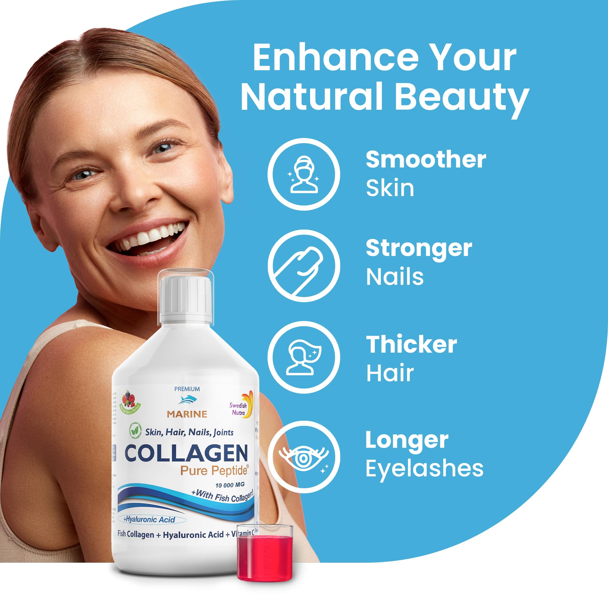 Marine Liquid Collagen 10000mg 500 ml I Pure Hydrolyzed Collagen Peptides Swedish Nutra buy supplements canada
