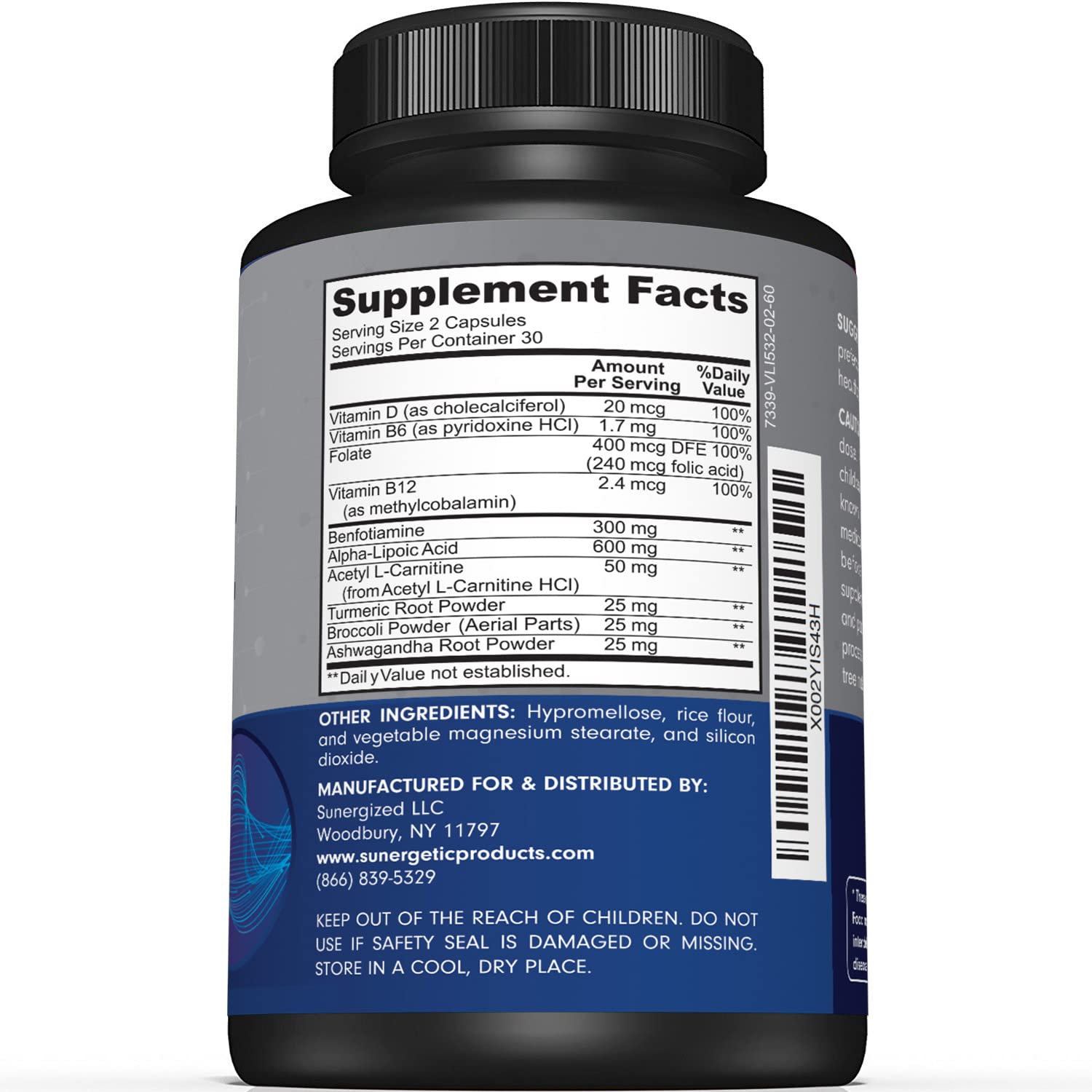 Premium Nerve Support Supplement – with Alpha Lipoic Acid (ALA) 600 mg, Acetyl-L-Carnitine (ALC) & Benfotiamine - Nerve Support Formula for Healthy Circulation, Feet, Hands & Toes - 60 Capsules Sunergetic buy supplements canada