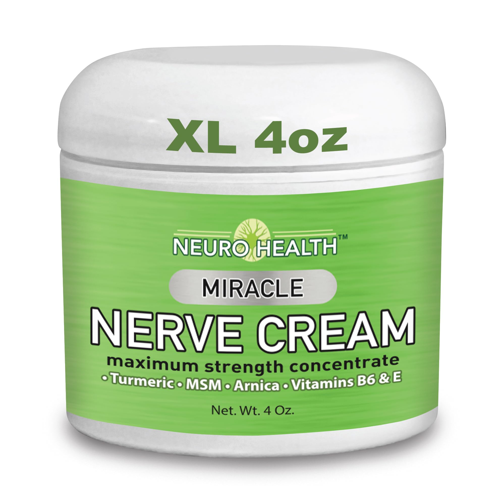 Neuro Health Miracle Nerve Cream - XL 4oz JAR - Maximum Strength - Turmeric and Arnica Blend for Neuropathy Discomfort Relief - Soothing Foot & Hand Formula with MSM, B6, E - Made in USA Neuro Health buy supplements canada