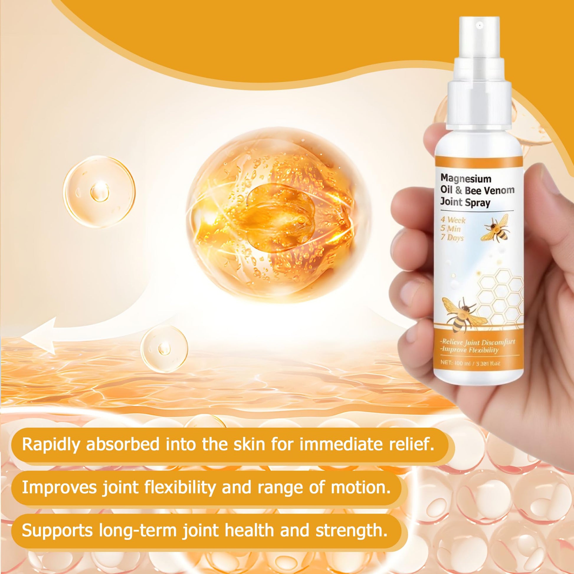 Loicwoo Magnesium Oil & Bee Venom Joint Spray, Magnesium Spray, Magnesium Joint Sprays for Relax Muscle Joints, Bee Venom Sprays for Back, Knee, Hands, Neck (1 PCS,100ML) Loicwoo buy supplements canada