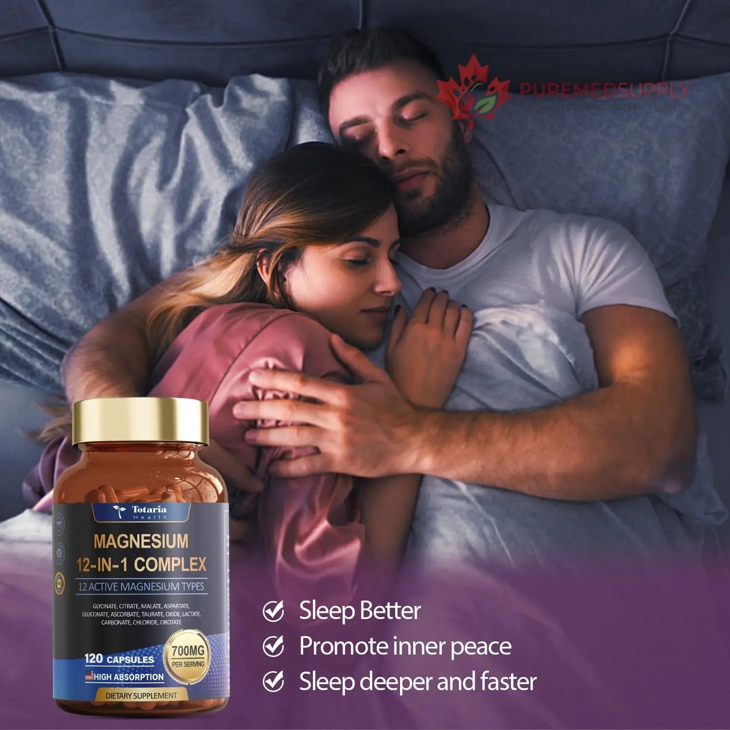 Magnesium Complex 700mg 12 in 1 Magnesium Supplement with Glycinate Citrate Malate Oxide Taurate Aspartate Orotate Magnesium Relaxation,Muscle,Heart Support, Vegan 120 Capsules 2PK Totaria buy supplements canada
