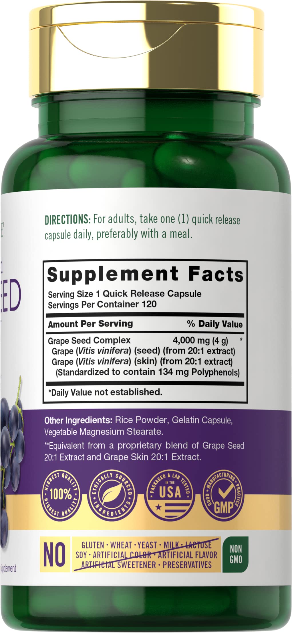 Carlyle Grape Seed Extract 4,000mg | 120 Quick Release Capsules | Standardized Extract Carlyle buy supplements canada