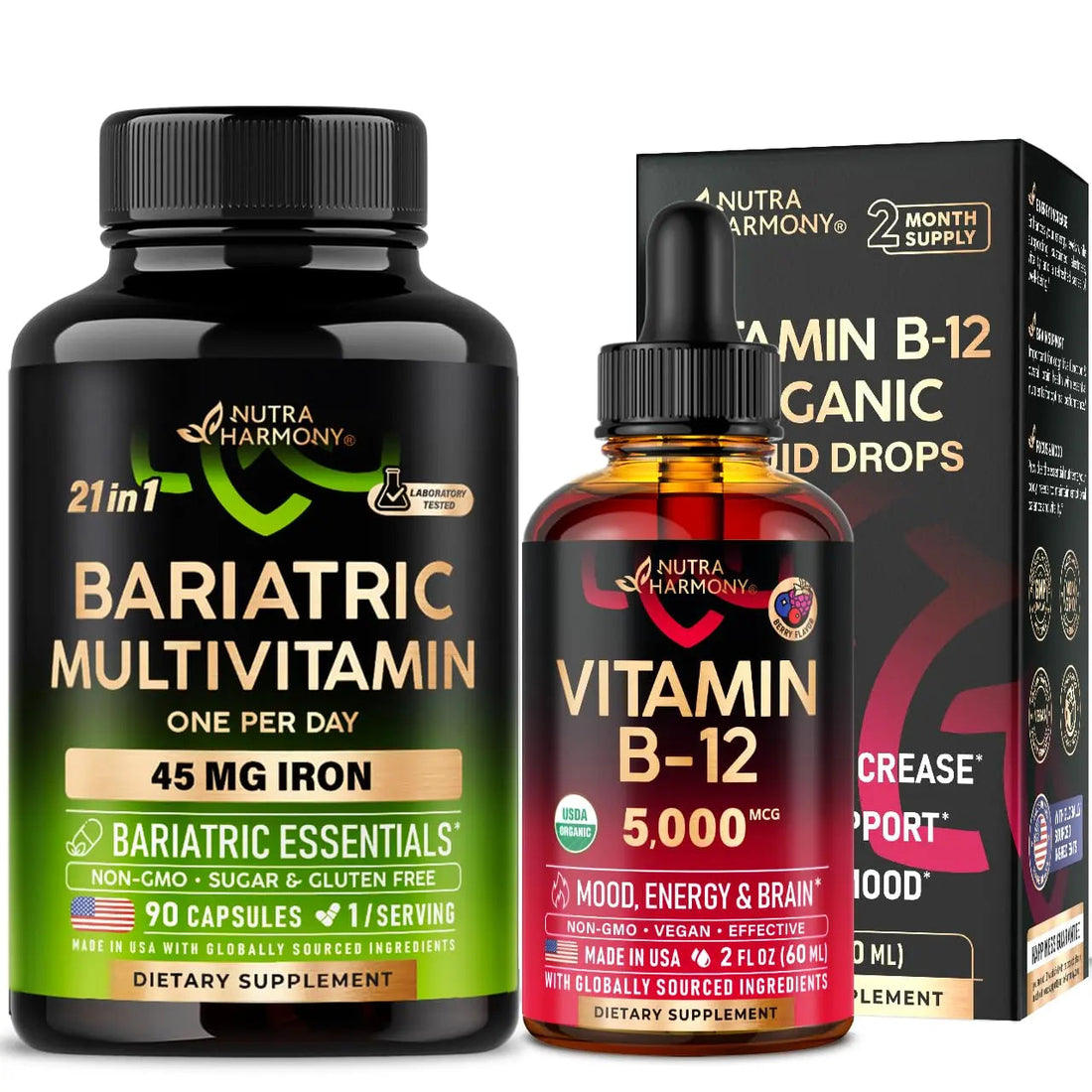 Bariatric Multivitamin Capsules & Organic Vitamin B12 Drops NUTRAHARMONY buy supplements canada