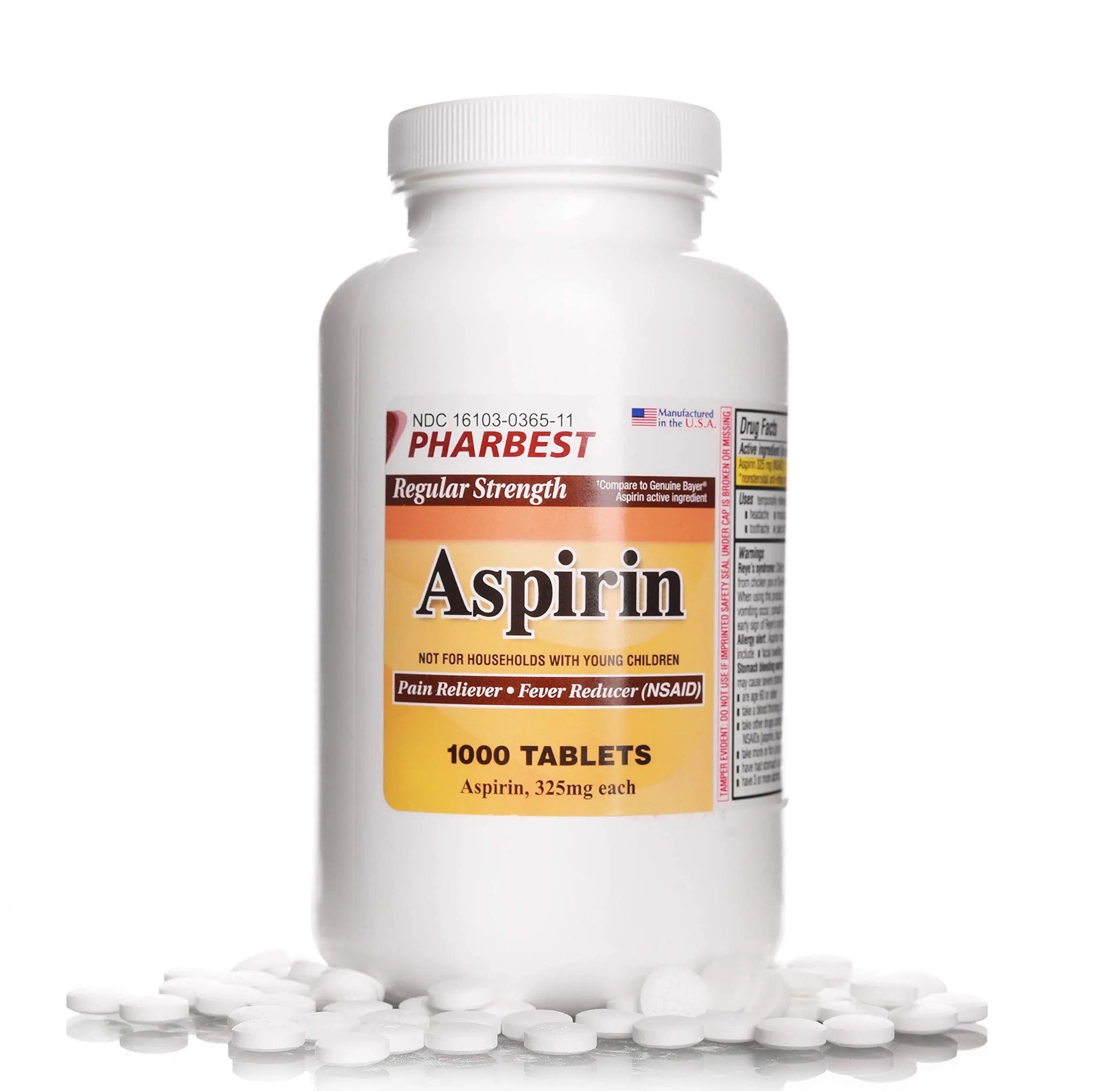 PHARBEST Aspirin 325 mg | Regular Strength | 1000 Count Uncoated Tablets PHARBEST buy supplements canada