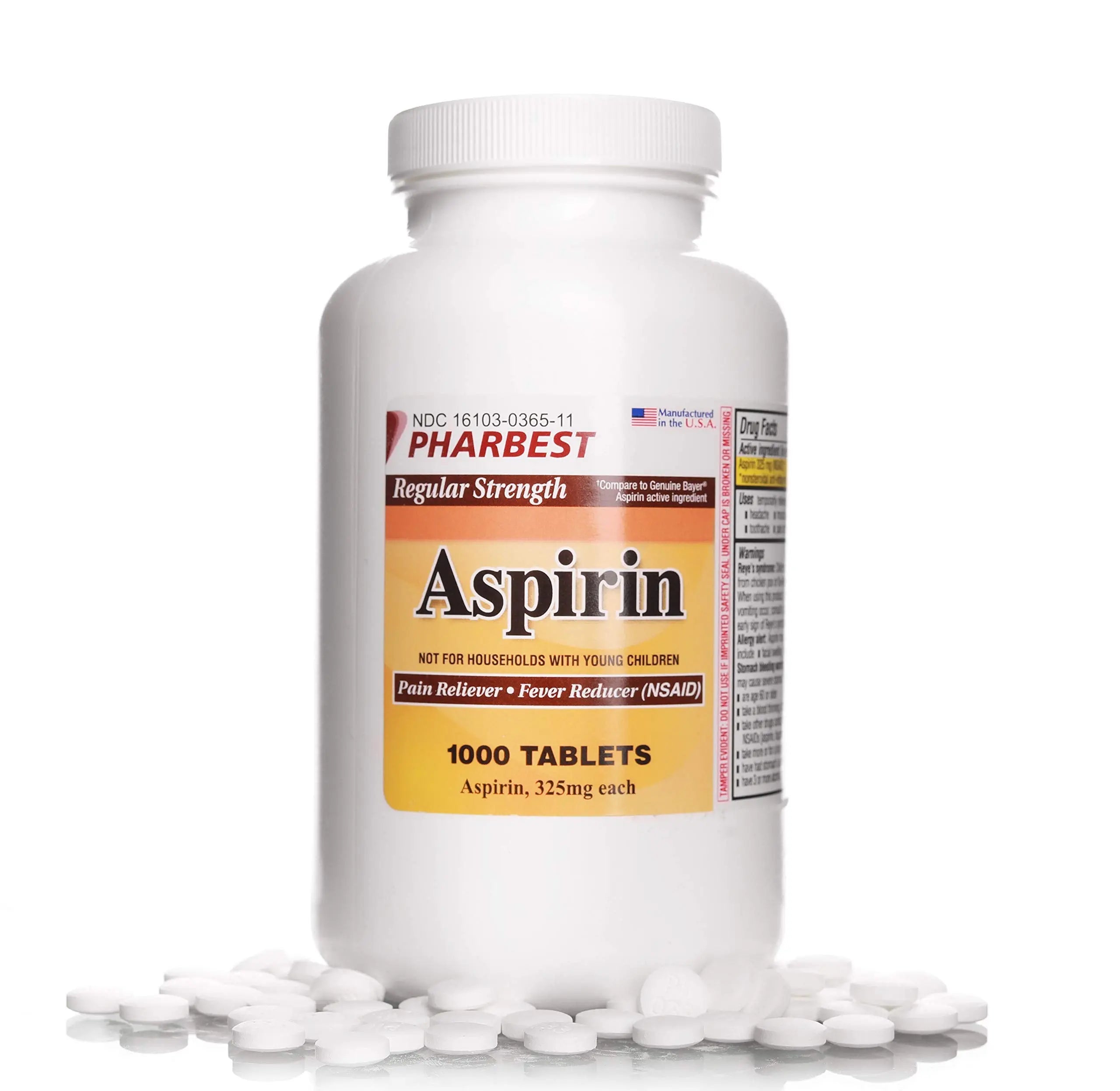 PHARBEST Aspirin 325 mg | Regular Strength | 1000 Count Uncoated Tablets PHARBEST buy supplements canada