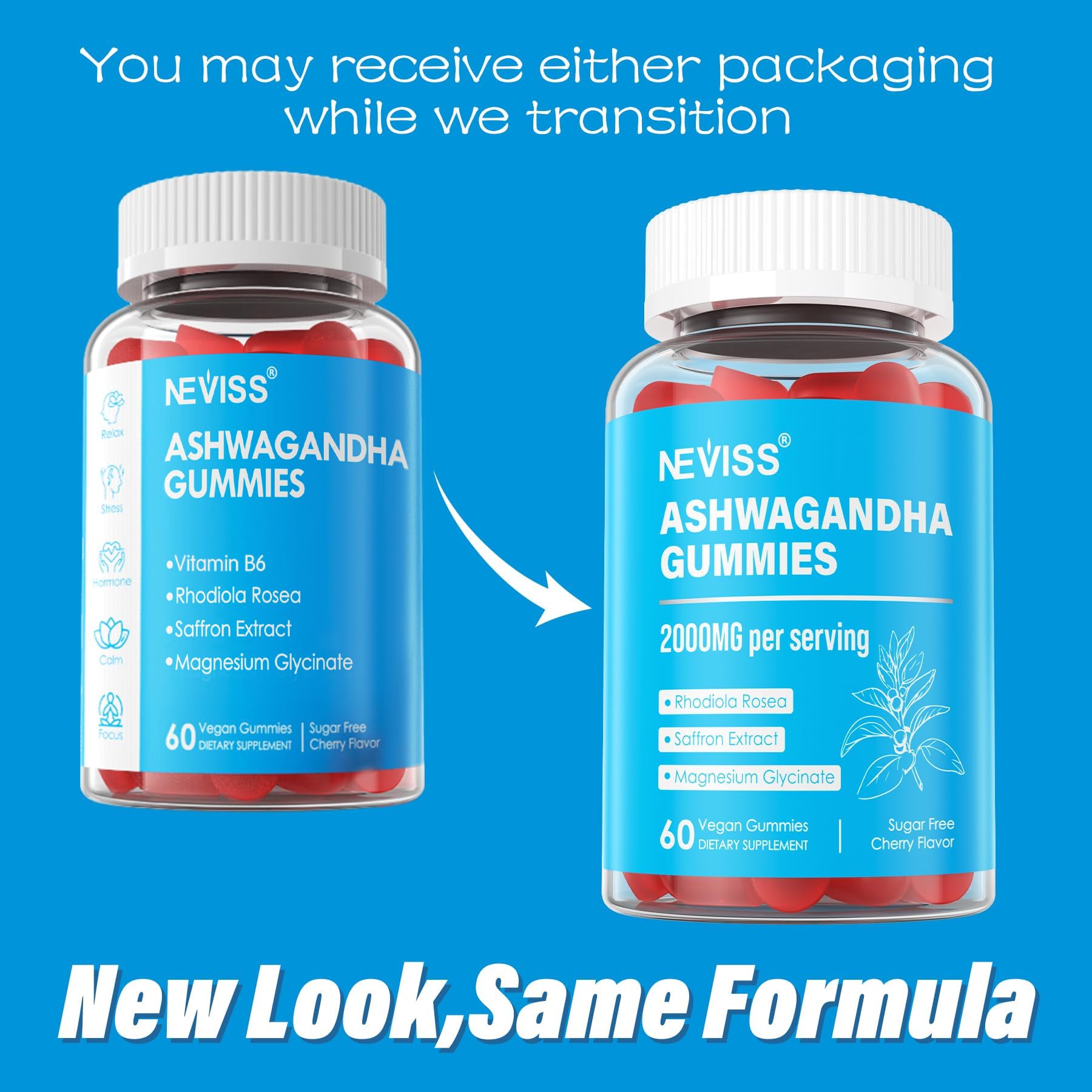 Ashwagandha Gummies, Magnesium Glycinate Gummies 2000mg for Adults, Vitamin B6, Zinc, Rhodiola Rosea, Lemon Balm, Relaxation Support, Natural Zzz, Brain, Muscle, Stamina, Energy, Sugar Free NEVISS buy supplements canada