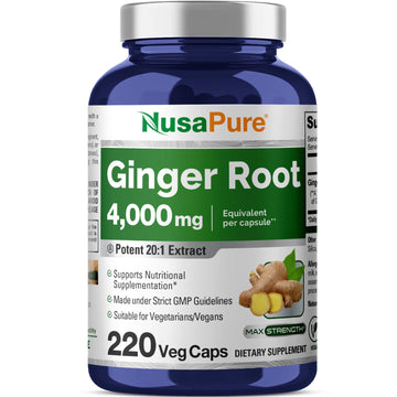 NusaPure Ginger Root Capsules 20:1 Extract, 200 mg Equivalent to 4,000mg per Veggie Caps | 220 Count | Non-GMO & Vegan NusaPure buy supplements canada