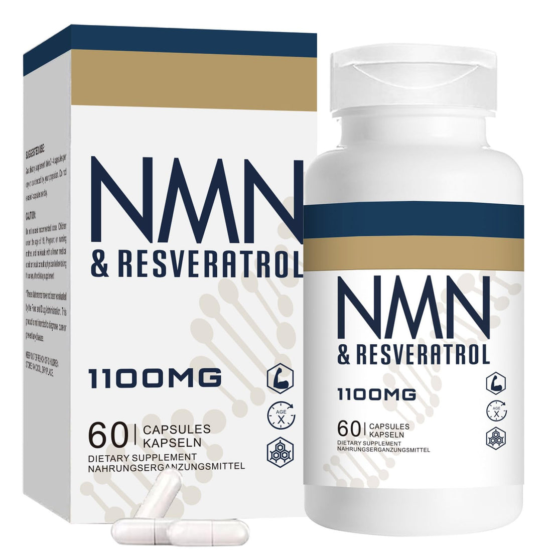 Jeaderly 1100mg NMN & Trans-Resveratrol, 3-in-1 Supplement, 60 Veggie Capsules – Supports NAD+ Boost*, Cellular Energy, Immune Function, Muscle Health & Anti-Aging, 30-Day Supply Jeaderly buy supplements canada