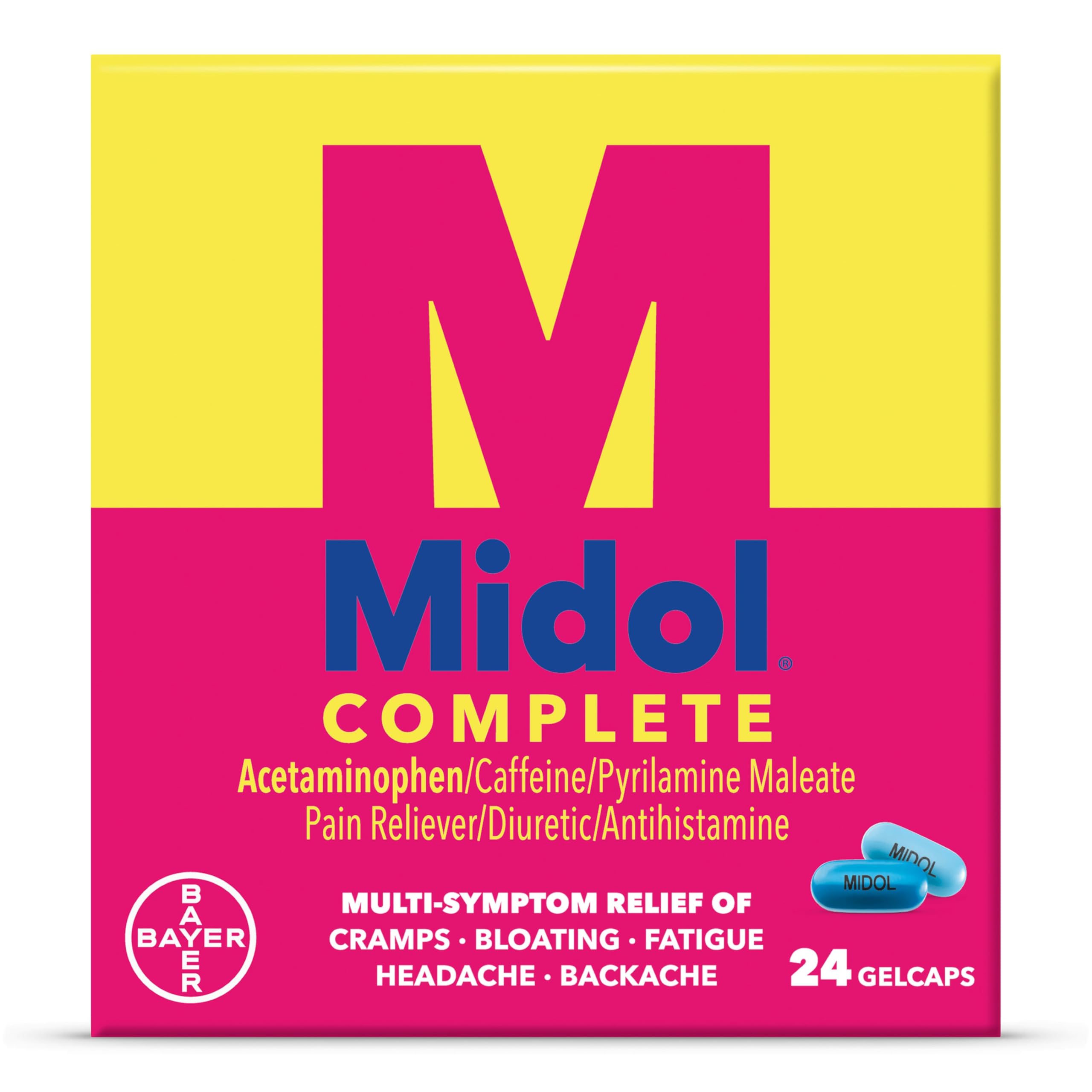 Midol Complete Gelcaps 24ct: Midol Complete Menstrual Pain Relief Gelcaps with Acetaminophen for Menstrual Symptom, PMS Relief, and Period Cramp Relief - 24 Count Midol buy supplements canada