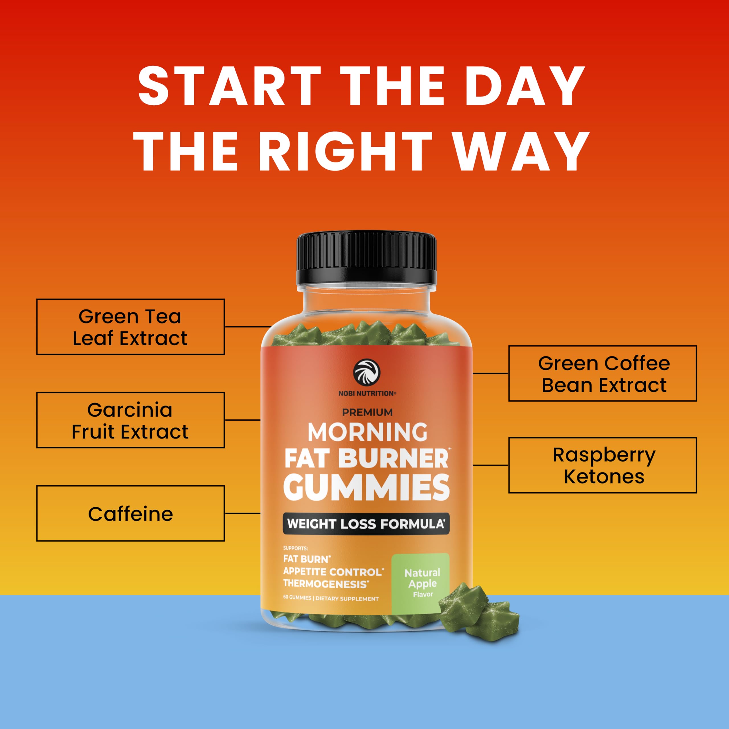 Morning Fat Burner Gummies for Weight Loss for Women & Men | Thermogenic Belly Nobi Nutrition buy supplements canada