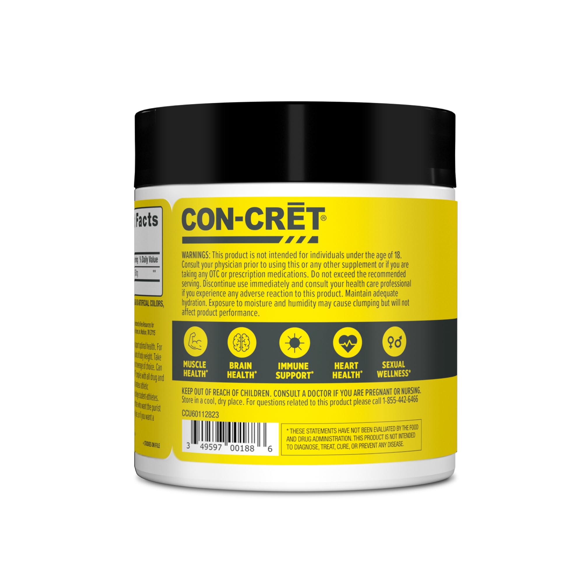 CON-CRET Creatine HCl Powder | Muscle, Cognitive, Cellular Energy Support | No Bloating or Cramps | USA Made & NSF Certified | Raspberry (64 Serving) CON-CRET buy supplements canada