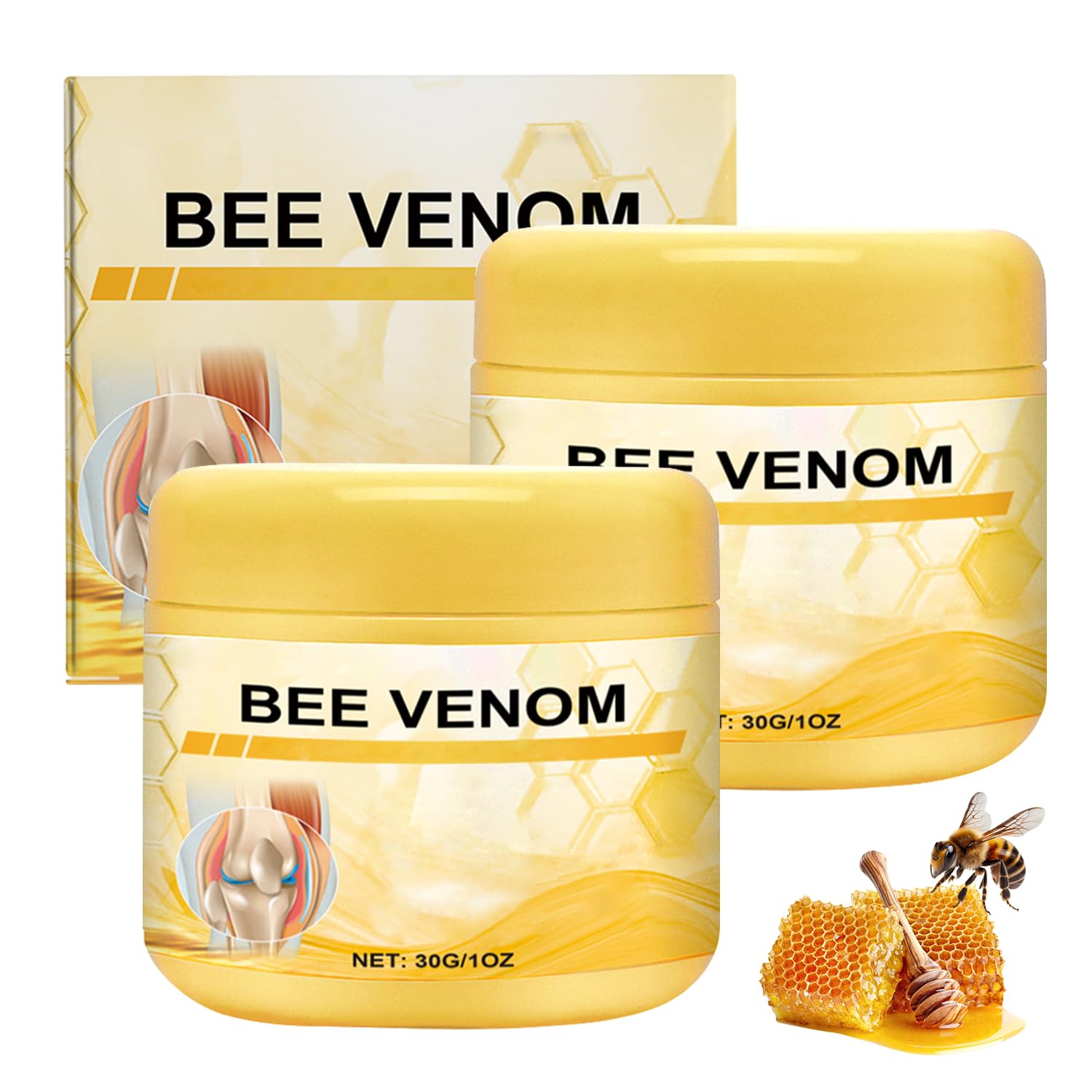 Botou 2PCS New Bee Venom Professional Joint Cream, for Neck, Waist, Back, Hands, Feet and Legs Advanced Bee Propolis Joint Cream, yellow Botou buy supplements canada