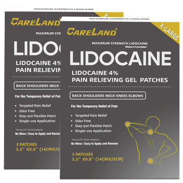 CARELAND 4% Extra Large Lidocaine Patches Maximum Strength Pain Relief Patch XL for Back & Shoulder,Back Pain Relief Products Patches & Flexible Fabric Numbs Away Pain, 6 Ct. CARELAND buy supplements canada