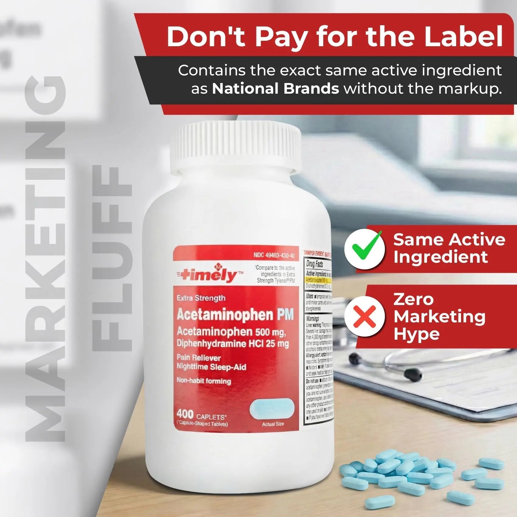 TIME-Cap Labs 400 Caplets Extra Strength Acetaminophen 500mg PM & Diphenhydramine HCl 25mg - PM Pain Reliever & Sleep Aid, Helps with Occasional Headaches & Minor Aches & Pains TIME-CAP LABS, INC. buy supplements canada