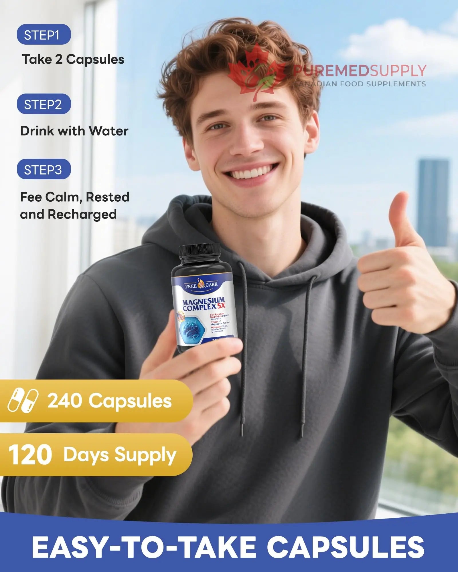 820mg Magnesium Complex 240 Veggie Capsules,for Women & Men with Magnesium Glycinate,Citrate, Malate,Taurate & L-Threonate for Sleep, Mood, Muscle Relaxation & Nerve Function Vegan Friendly, Non-GMO FreeCare buy supplements canada