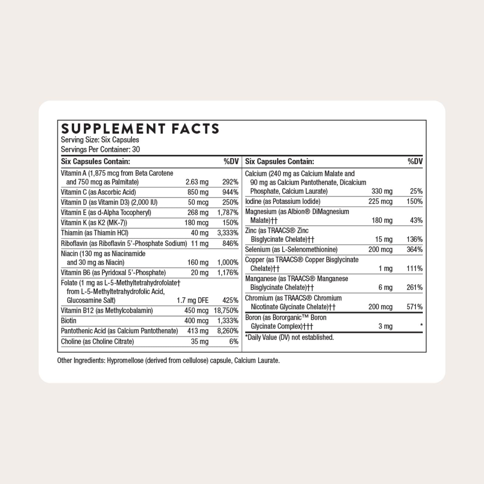 THORNE - Women's Multi 50+ - Comprehensive Daily Multivitamin with Vitamins A, B6, B12, C, D, E, K, Zinc & More THORNE buy supplements canada