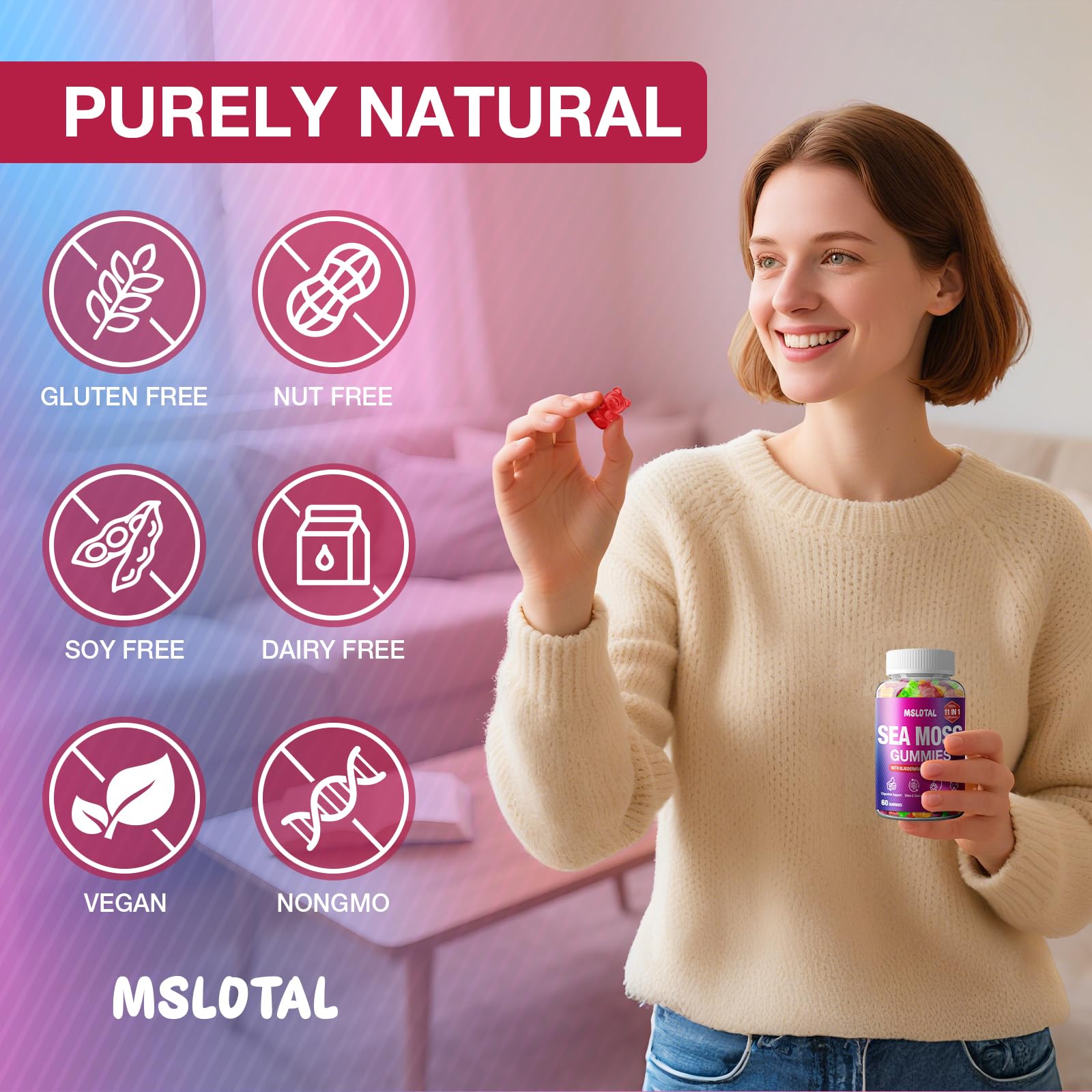 MSLOTAL Irish Sea Moss Gummies with Black Seed Oil, Ashwagandha Bladderwrack and Burdock Root, Organic Sea Moss Gummies for Women and Men with Shilajit, Immune Support, Vegan, 120 Gummies Totalss MSLOTAL buy supplements canada