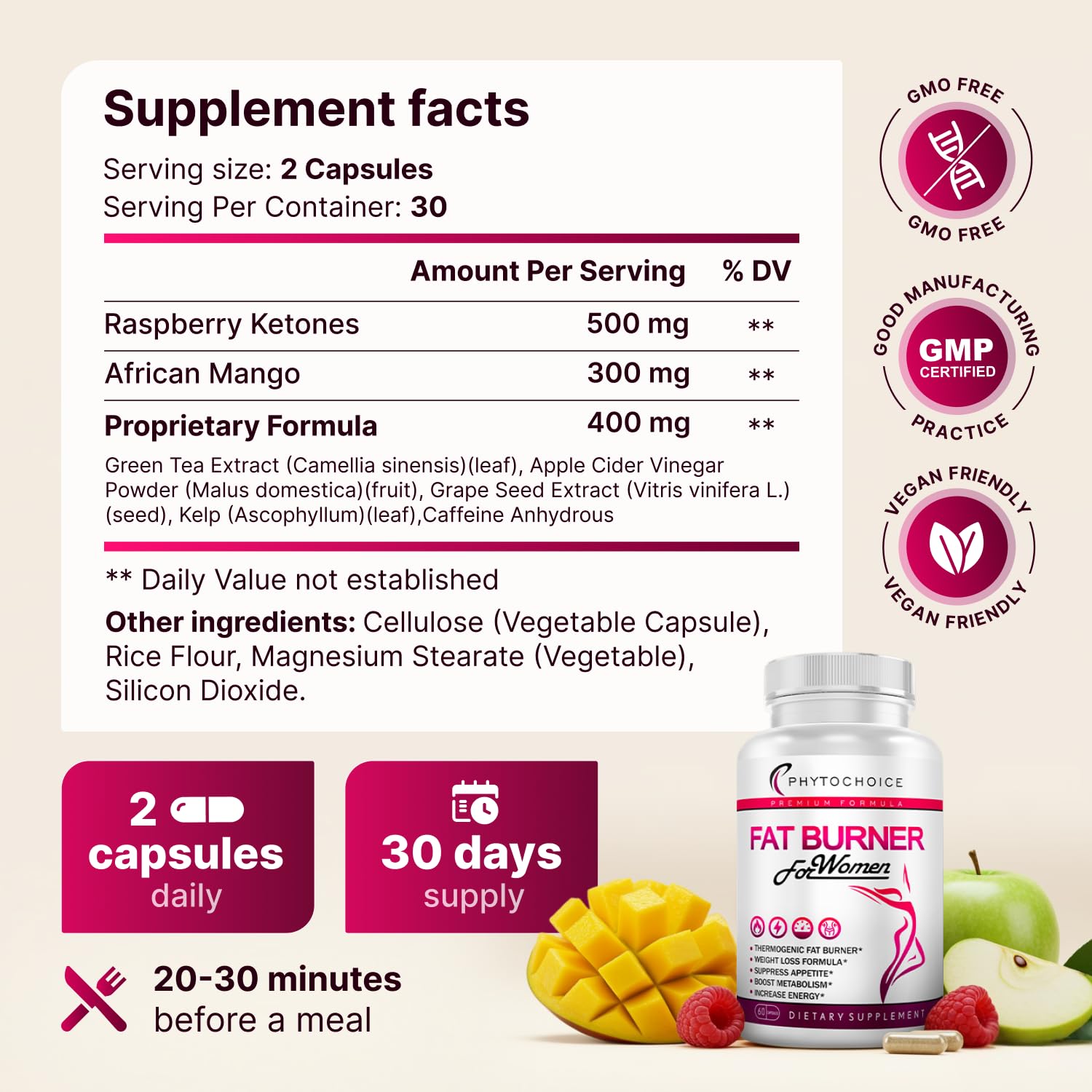 Belly Fat Burner for Women – Powerful Weight Loss Pills That Target Stubborn Belly & Thigh Fat – Thermogenic Metabolism Booster, Appetite Suppressant & Bloating Relief PHYTOCHOICE buy supplements canada