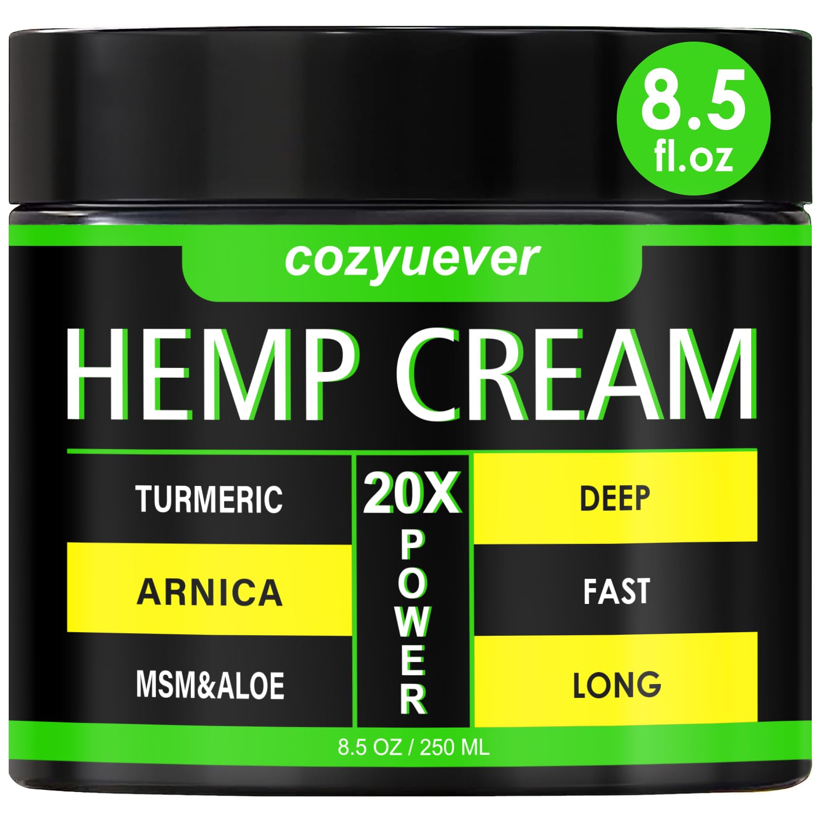 cozyuever 8.5 Oz Hemp Cream with Arnica, Menthol, Aloe, Emu Oil, Turmeric cozyuever buy supplements canada