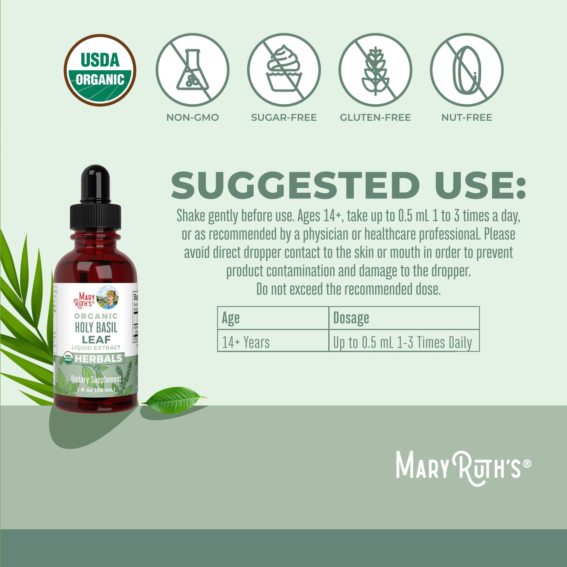 MaryRuth Organics Holy Basil Sugar Free | Tulsi Holy Basil Herbal Liquid Drops | Antioxidant | Cognitive Function | Digestive Support | Energy Levels | Vegan | Non-GMO | 1 Fl Oz MARYRUTH'S buy supplements canada