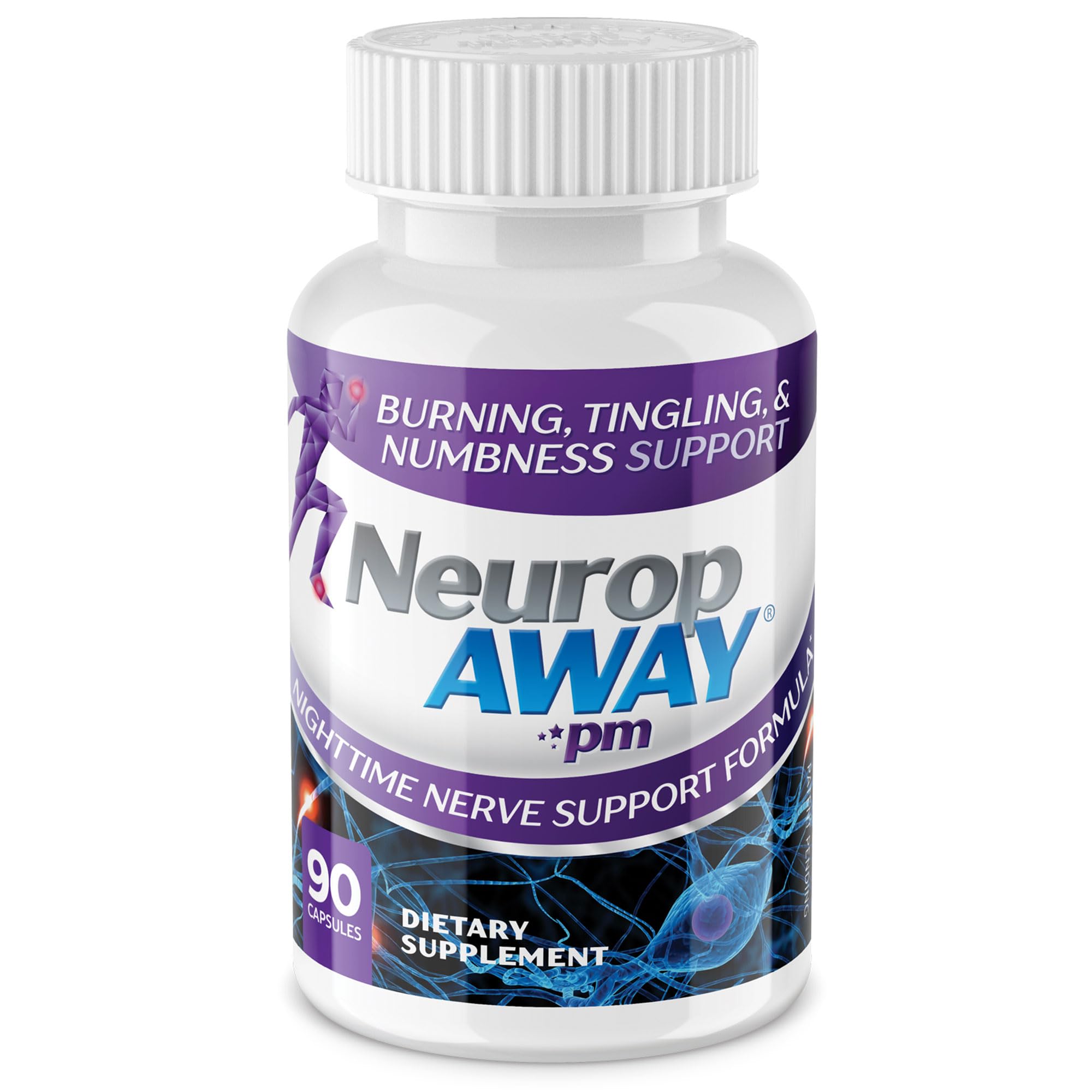 NeuropAWAY Nerve Support PM, with R-Alpha Lipoic Acid to Help Provide Nerve Relief in as Little as 5 Days, Acetyl-L-Carnitine, Theanine, Melatonin, and Methylcobalamin, 90 Capsules NeuropAWAY buy supplements canada