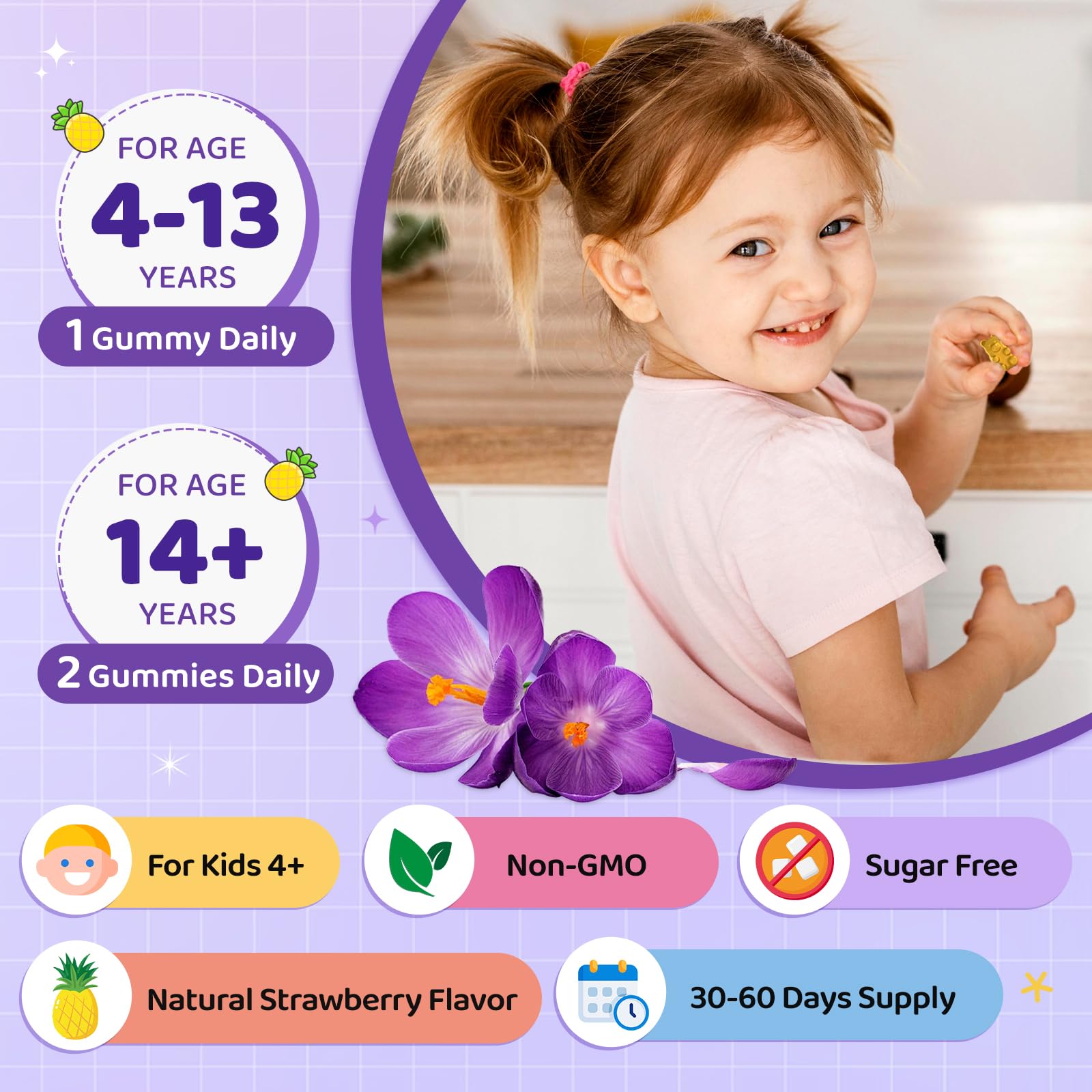 Saffron Gummies for Kids & Adults, 20-in-1 Saffron Supplements with 88.5mg Saffron Extract, B6, B12, C, D3, Magnesium for Calm, Focus, Nerve, Sugar Free, Vegan, Non-GMO - Pineapple Flavor, 60 Counts CFILIHTC buy supplements canada