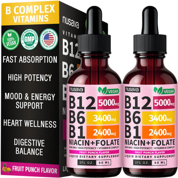(2 Pack) Vitamin B12 and B6 Liquid Drops, B12 Sublingual Vitamin B Complex - B 12 Vitamin 5000mcg - B12 Methylcobalamin for Energy, Brain, and Heart Support NUSAVA buy supplements canada