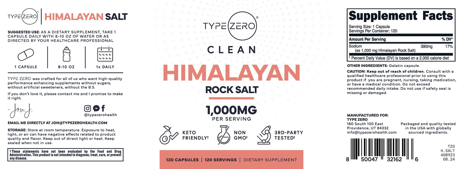 Type Zero Himalayan Rock Salt Capsules (120 Capsules) (1000mg per Serving) Type Zero buy supplements canada