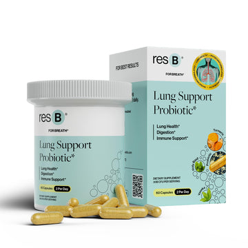 resB Lung Support Probiotic Supplement - Lung Health Supplement for Smokers, Gut Health, Immune & Digestive Support, Respiratory Care, Holy Basil & Turmeric, Clinically Trialed - 60 Capsules ResBiotic buy supplements canada