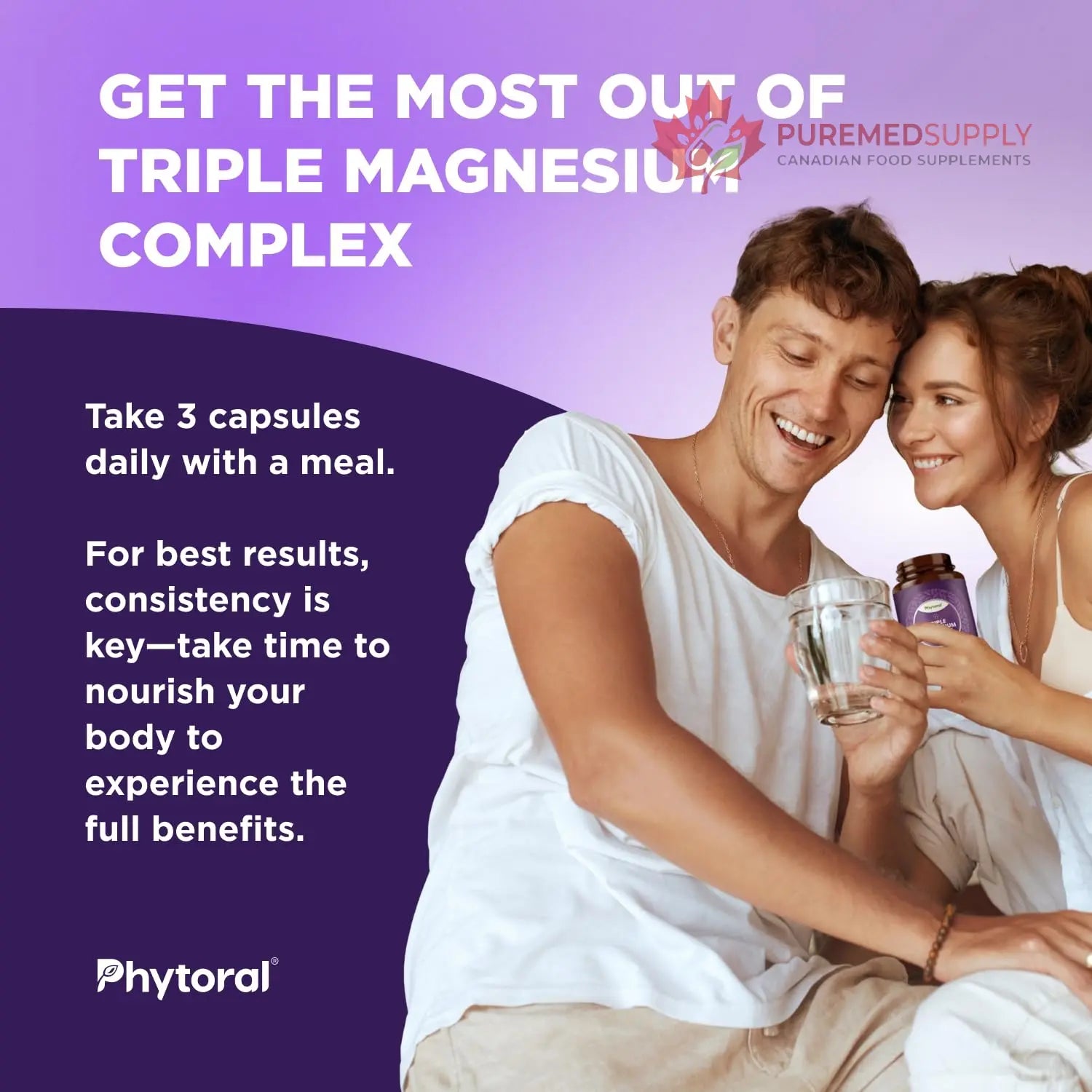 Highly Potent Magnesium Complex Capsules - Triple Magnesium Blend with Taurate Glycinate and Malate - 400mg Supplement Supports Relaxation & Overall Wellness Non-GMO Vegan - 90 Count Phytoral buy supplements canada