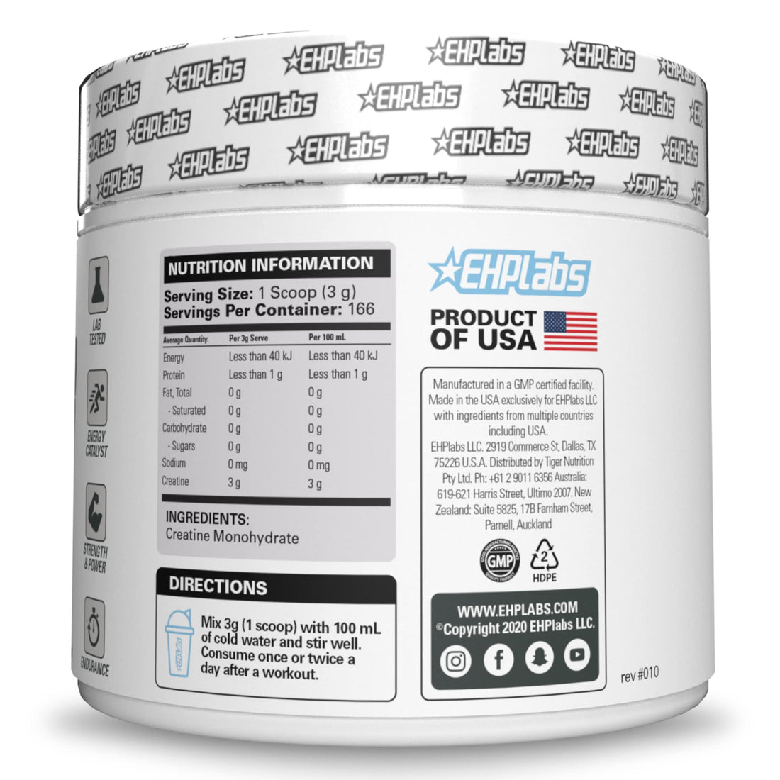 EHP Labs CREA-8 Micronized Creatine Monohydrate Powder - Unflavored Creatine Powder for Muscle Growth, Increased Strength, Enhanced Energy Output EHP Labs buy supplements canada