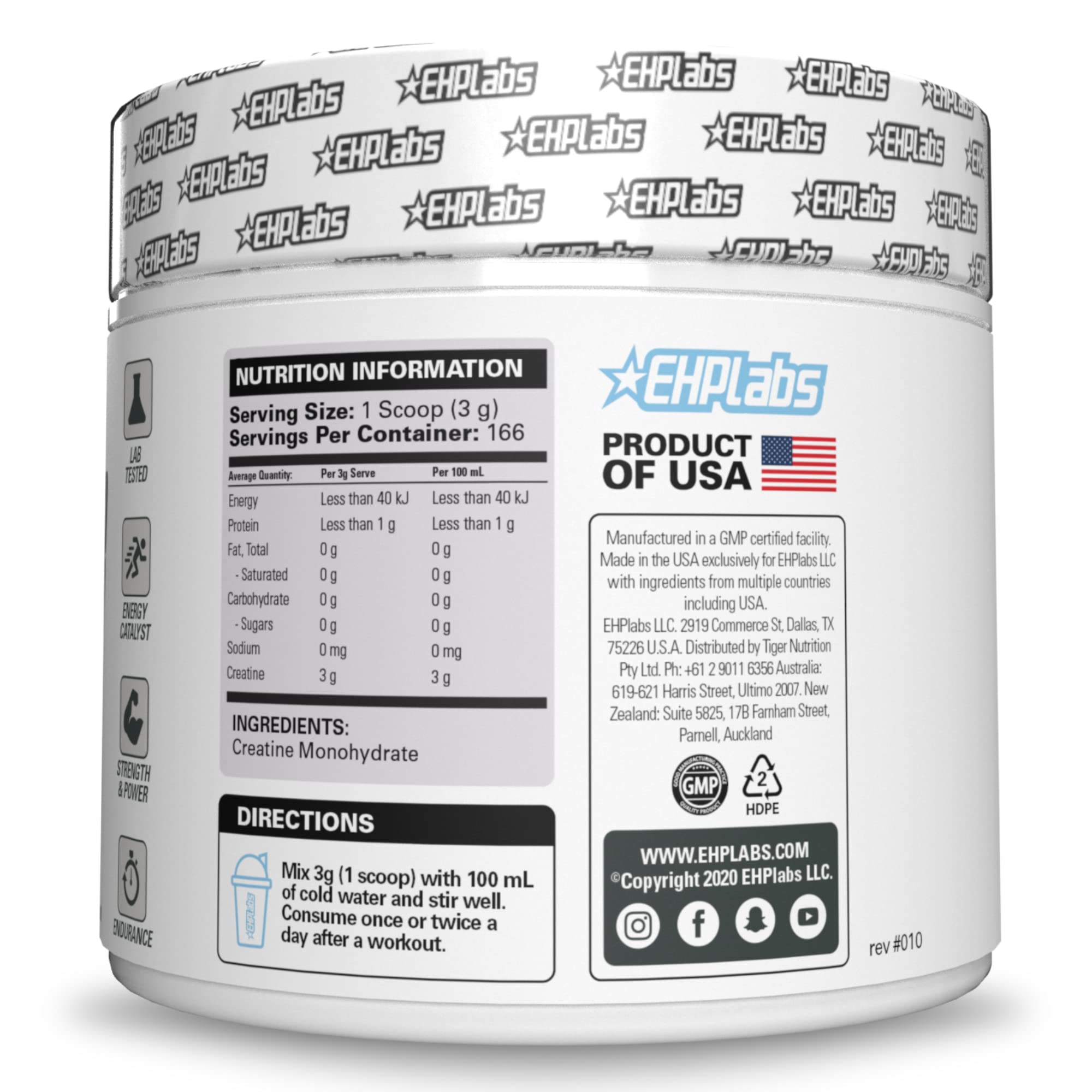 EHP Labs CREA-8 Micronized Creatine Monohydrate Powder - Unflavored Creatine Powder for Muscle Growth, Increased Strength, Enhanced Energy Output EHP Labs buy supplements canada