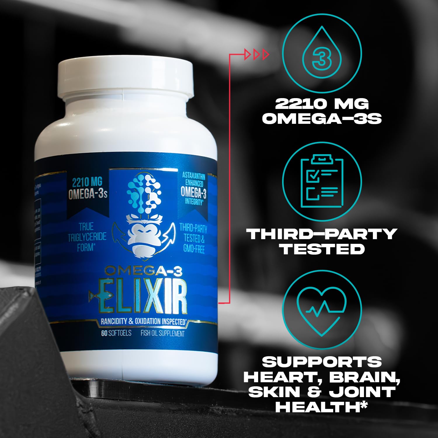 Gorilla Mind Omega-3 Elixir™ | 2210mg Fish Oil Re-Esterified Triglyceride Form | EPA, DHA + 2 Fatty Acids | Astaxanthin Infusion for Bolstered Integrity | 3rd Party & Rancidity Tested | 60 Softgels Gorilla Mind buy supplements canada