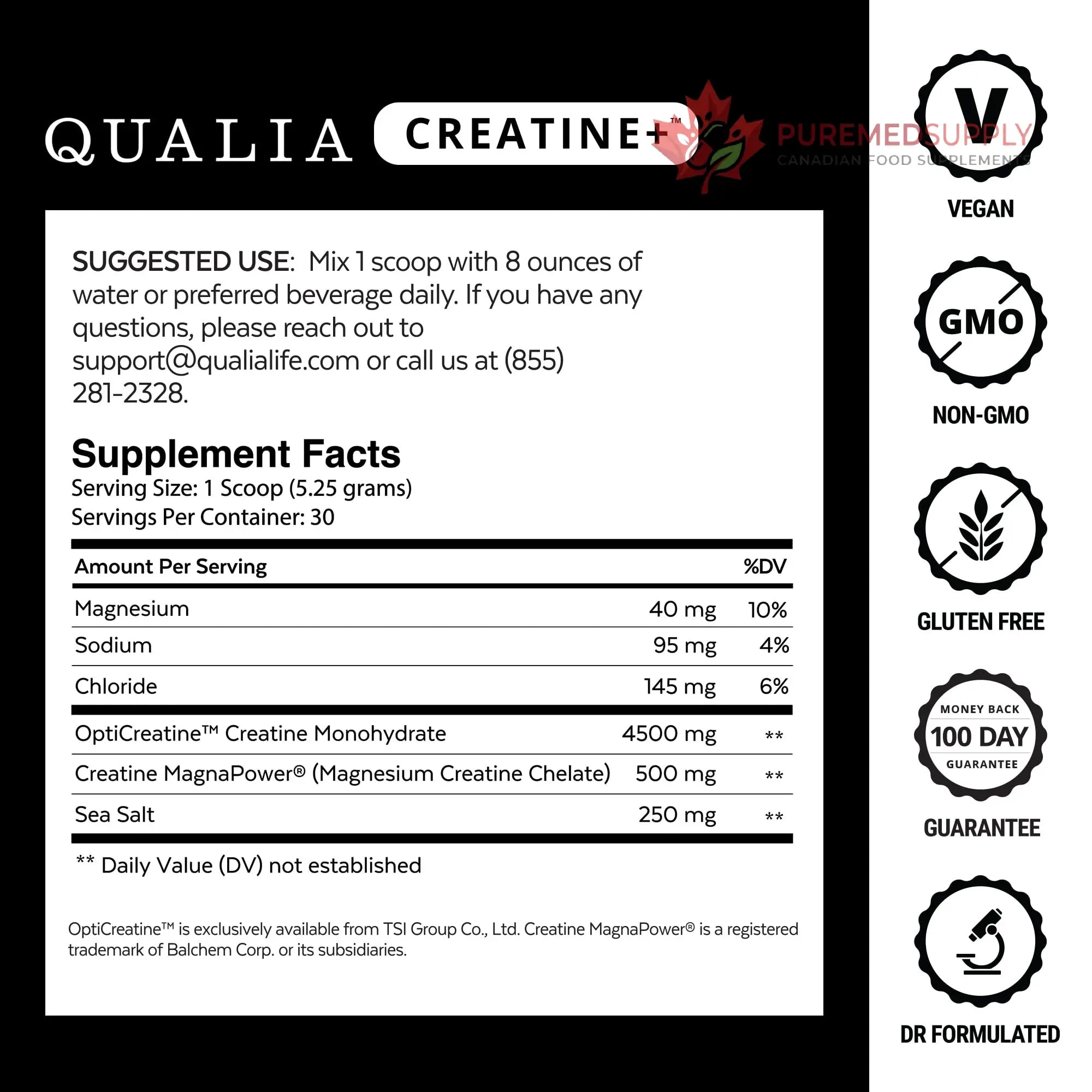 Qualia Creatine | Advanced Creatine Complex | 2 Sources + Magnesium | Optimized Absorption | Muscle Performance, Brain Function, & Healthy Aging (30 Servings) QUALIA LIFE SCIENCES buy supplements canada