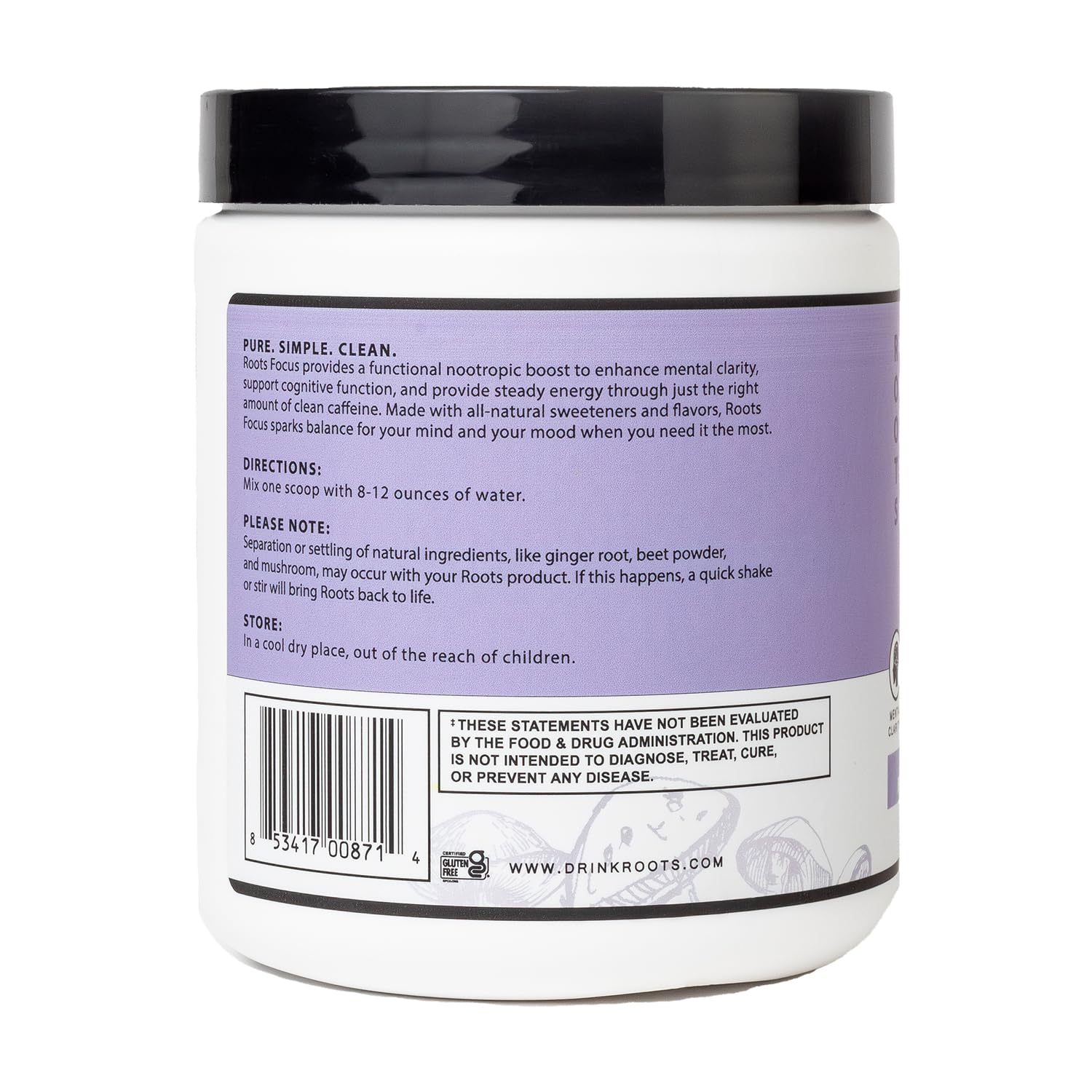 Roots Focus Brain Supplement - Nootropic Mushroom Supplement Powder for Memory, Focus, Energy - Lion's Mane, Cordyceps, Reishi Mushrooms with Caffeine - Blackberry Lemonade, 11.6oz Tub (50 Servings) Silver Star Nutrition buy supplements canada