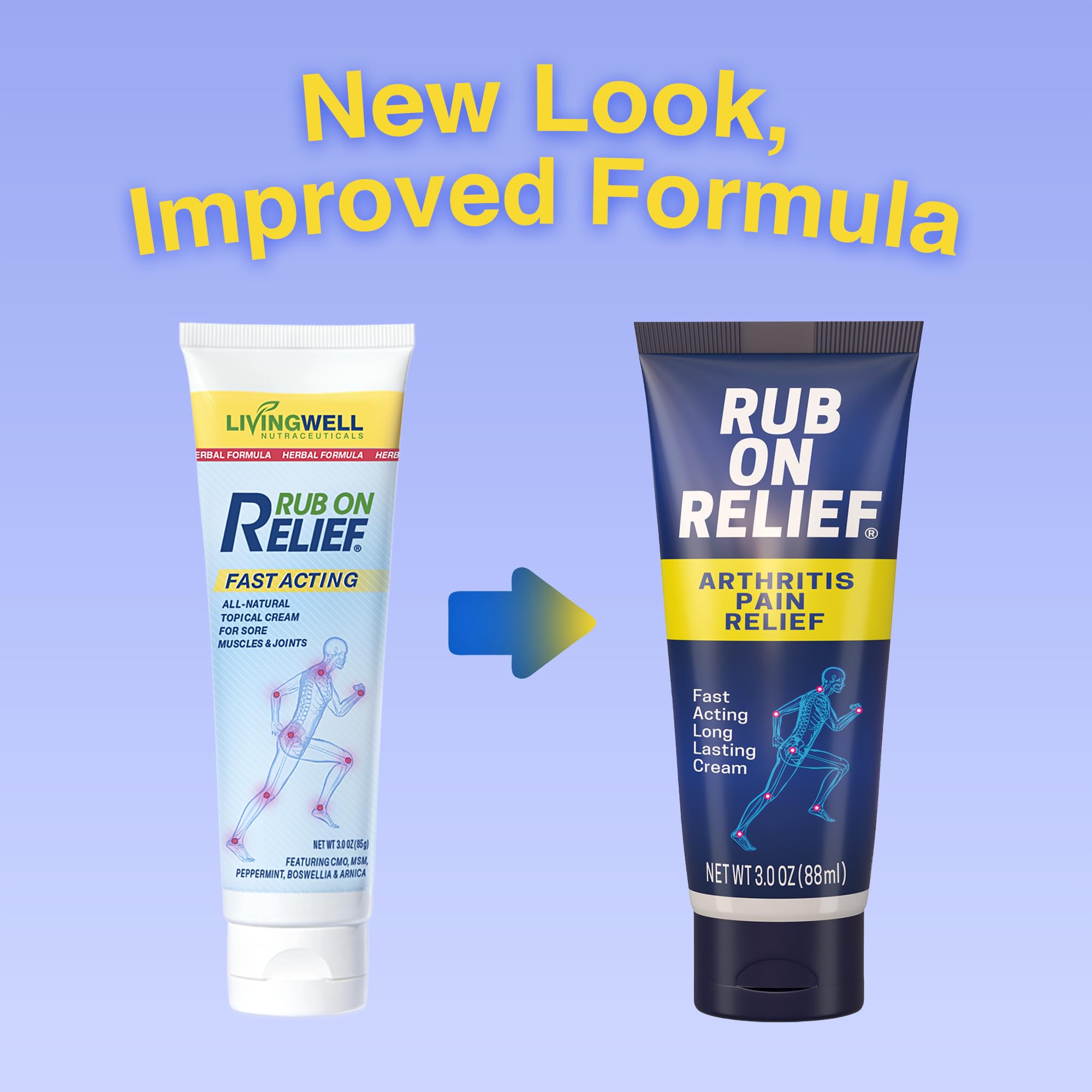 RUB ON RELIEF Arthritis Pain Relief Cream – 10-in-1 Non-Greasy Joints Pain Cream for Knees, Back, Neck, Hands, & Muscle Aches with Menthol, Camphor, Arnica, MSM & Turmeric Up to 8 Hours, 3oz (1 Pack) RUB ON RELIEF buy supplements canada