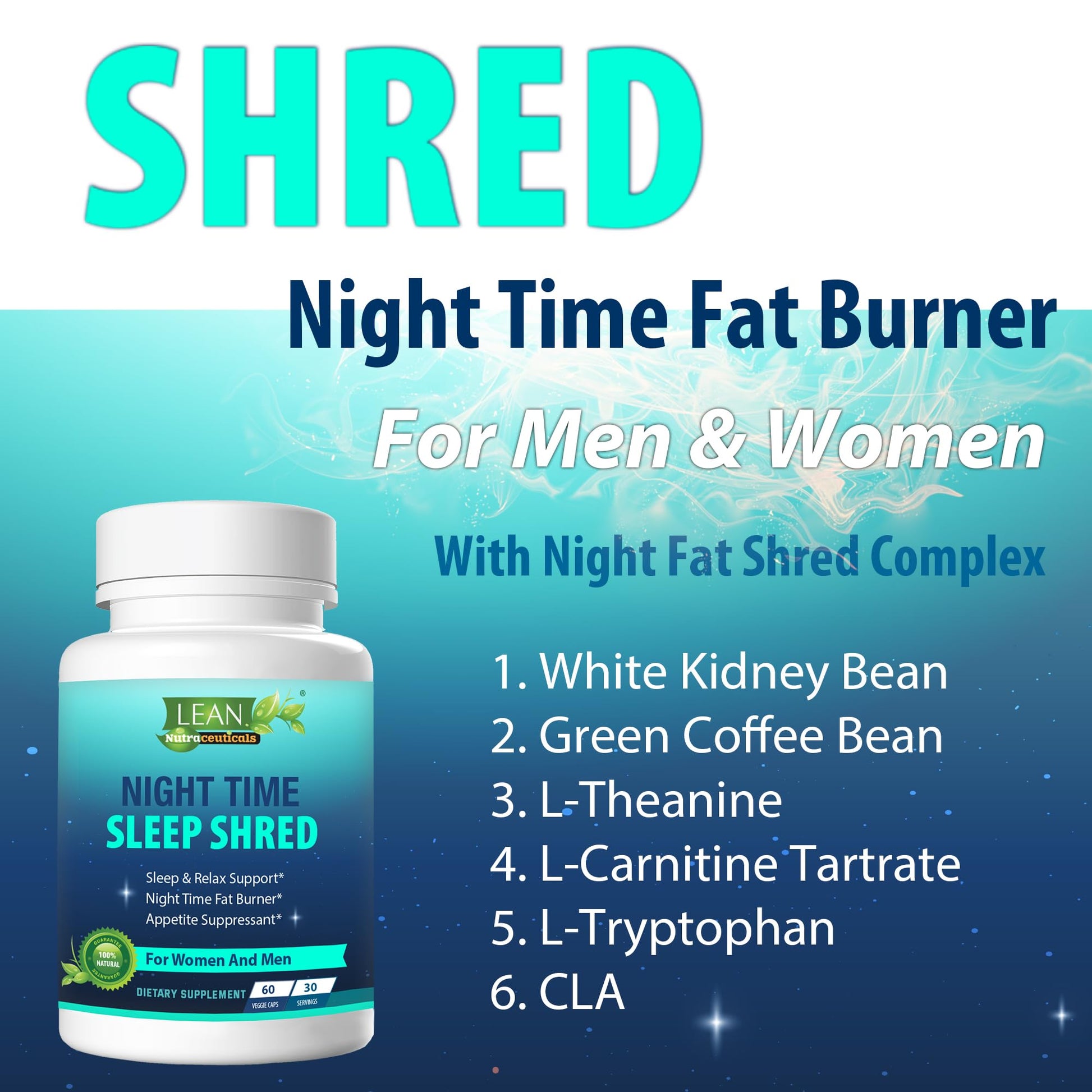 Night Time Sleep Shred Fast Fat Burner, Weight Loss Aid Pill, Appetite Suppressant Carb LEAN Nutraceuticals buy supplements canada