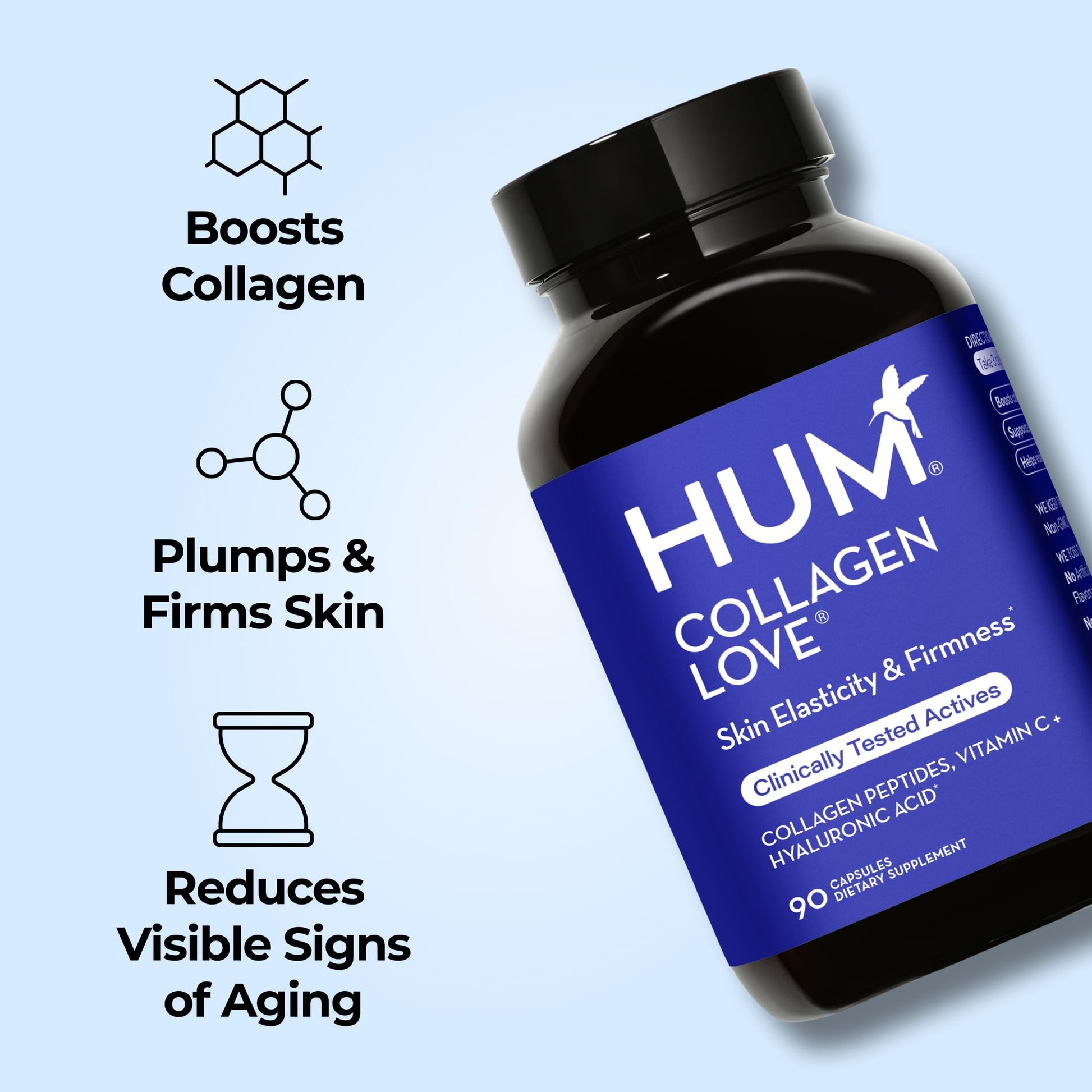 HUM Collagen Love Skin Supplement, Collagen Peptides Capsules with Hyaluronic Acid & Vitamin C, Supports Firm Skin & Helps Minimize Signs of Aging, Supplements HUM buy supplements canada