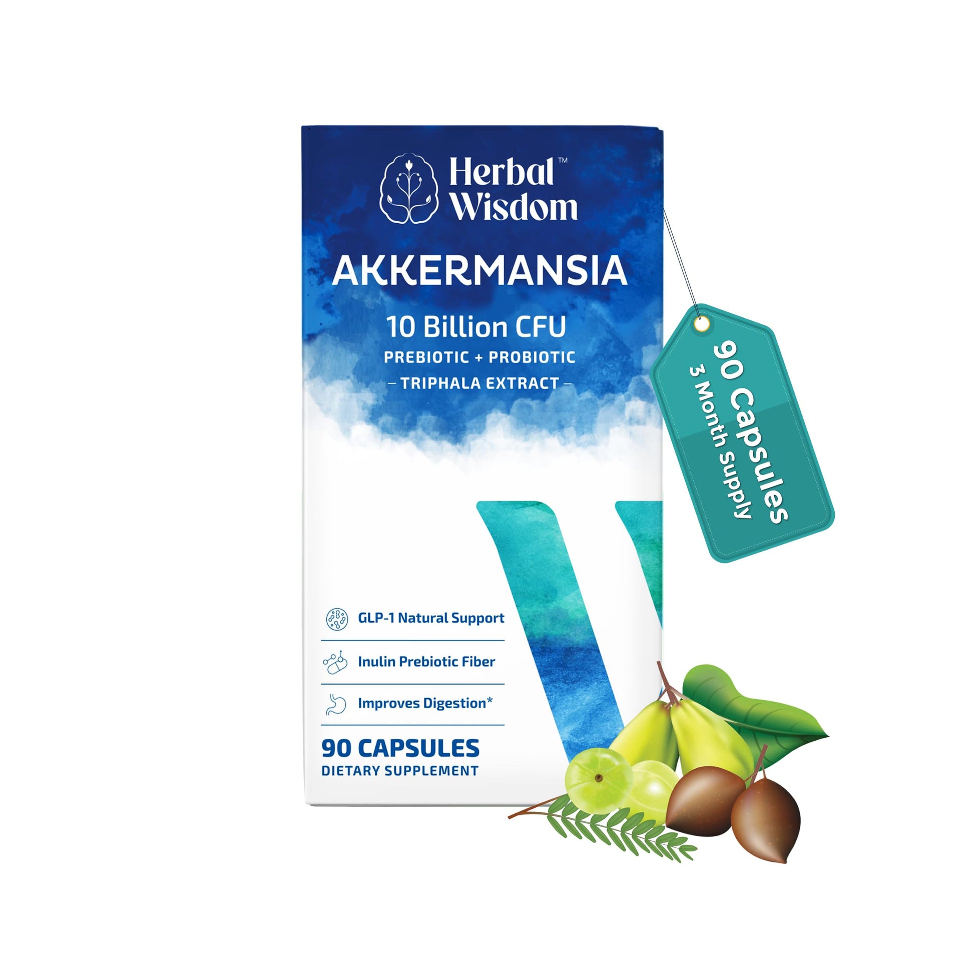 Herbal Wisdom Akkermansia Probiotic 10 Billion CFU - Advanced Support, Probiotic+Prebiotic | for Gut & Metabolism Support - No Bloating | with Inulin & Triphala Herbal Wisdom buy supplements canada