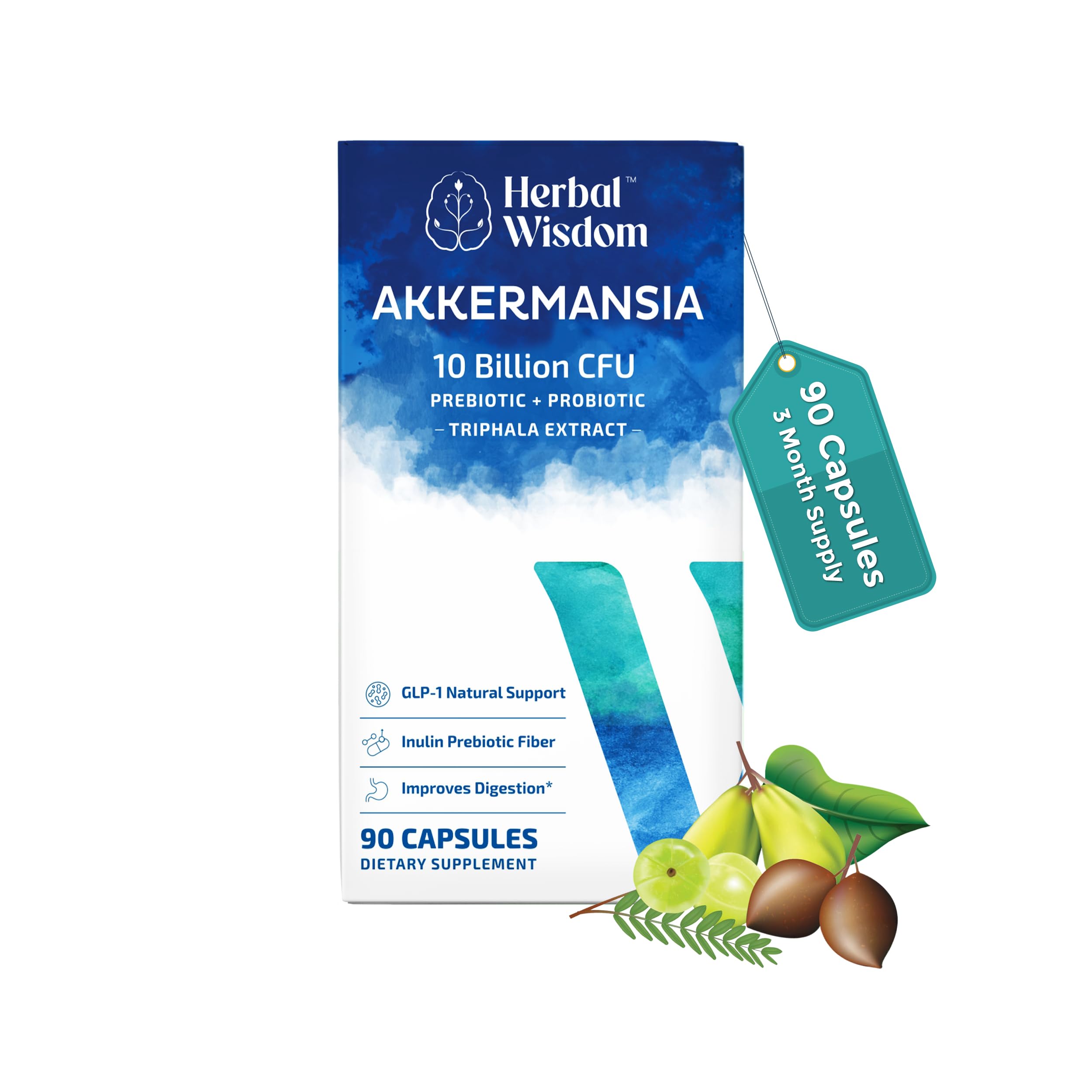 Herbal Wisdom Akkermansia Probiotic 10 Billion CFU - Advanced Support, Probiotic+Prebiotic | for Gut & Metabolism Support - No Bloating | with Inulin & Triphala Herbal Wisdom buy supplements canada