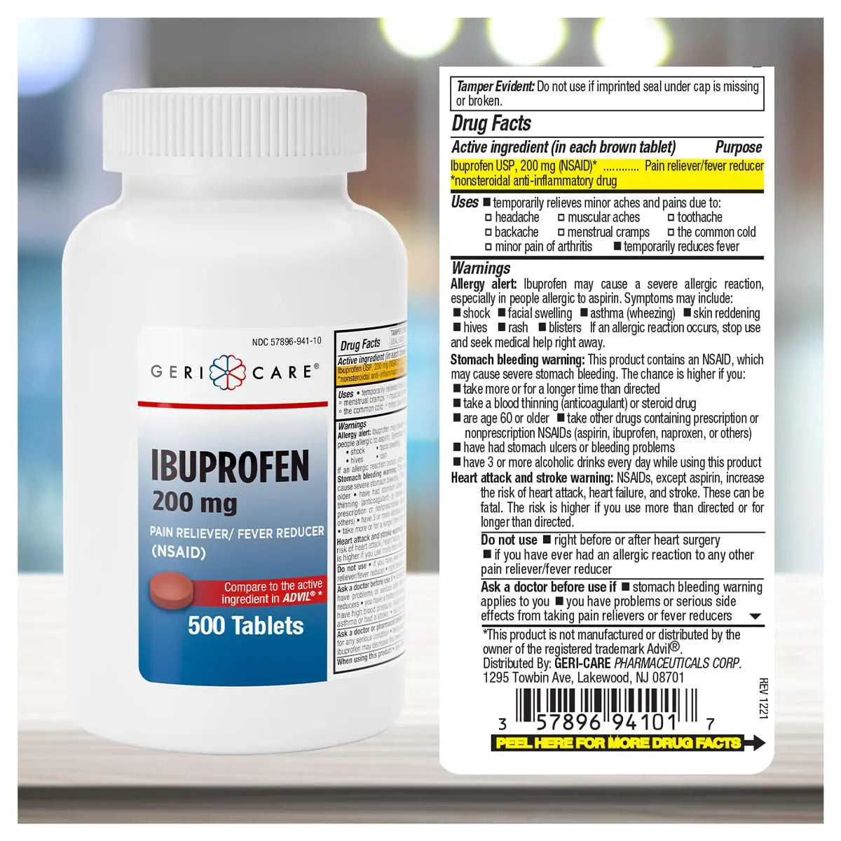 GeriCare Ibuprofen 200mg, Pain Reliever, Fever Reducer, Relieves Body Aches, 500 Count (Pack of 1) GeriCare buy supplements canada