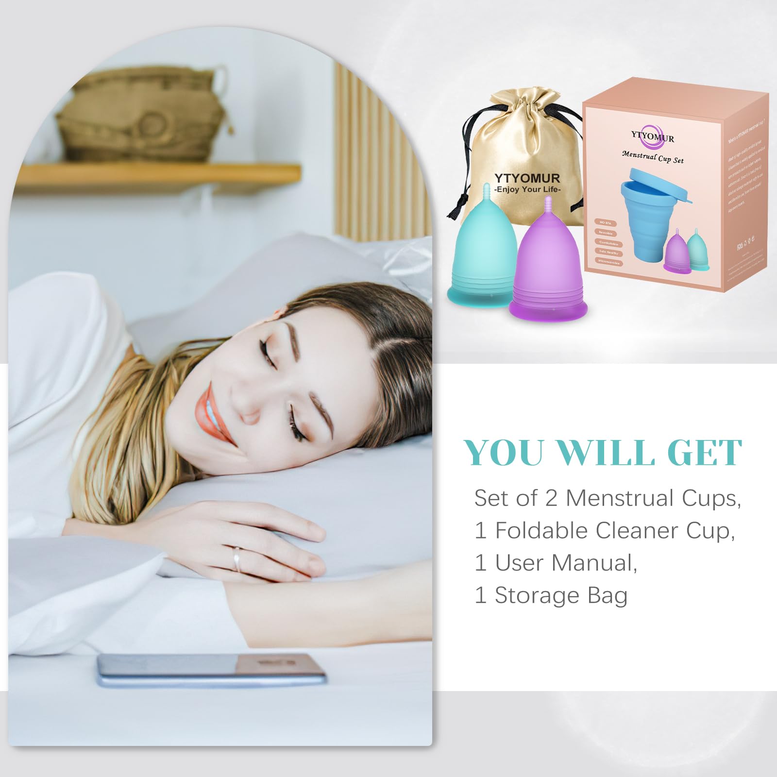 YTYOMUR Menstrual Cup Set, 2 Soft Period Cup Come with Collapsible Cleaner Cup YTYOMUR buy supplements canada