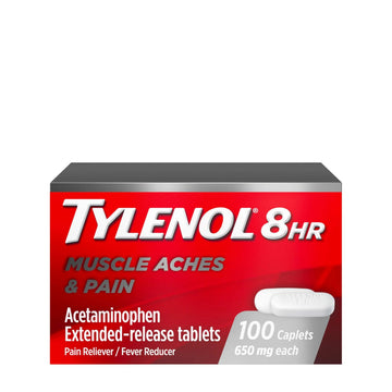 Tylenol 8 Hour Acetaminophen 650 mg Extended Release Caplets, Fast Acting Bi-Layer Design, Quick & Long Lasting Pain Relief for Muscle, Joint, Back & Arthritis Aches, Fever Reducer, 100 Count Tylenol buy supplements canada