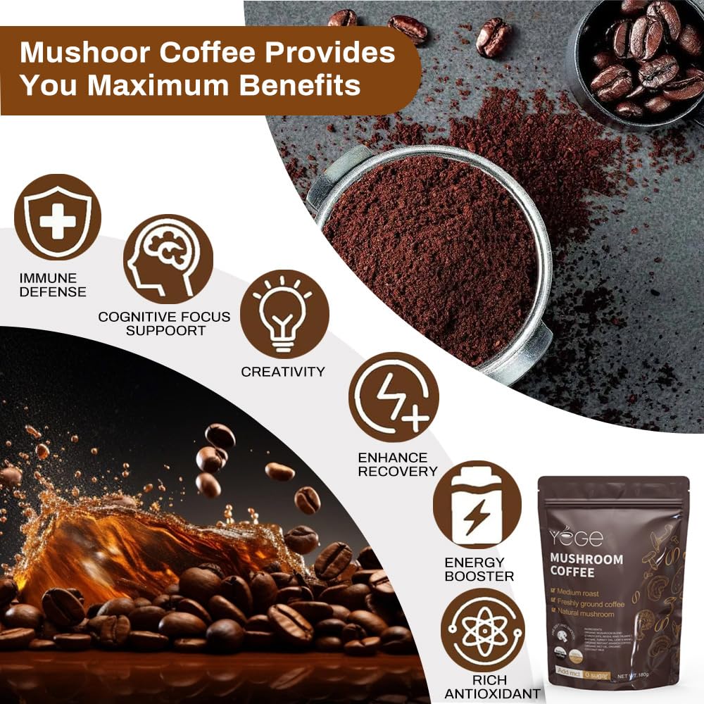 Mushroom Coffee, Instant Mushroom Coffee with Cordyceps, Reishi, King Trumpet, Shiitake, Turkey Tail, Lions Mane for Energy YEGE buy supplements canada