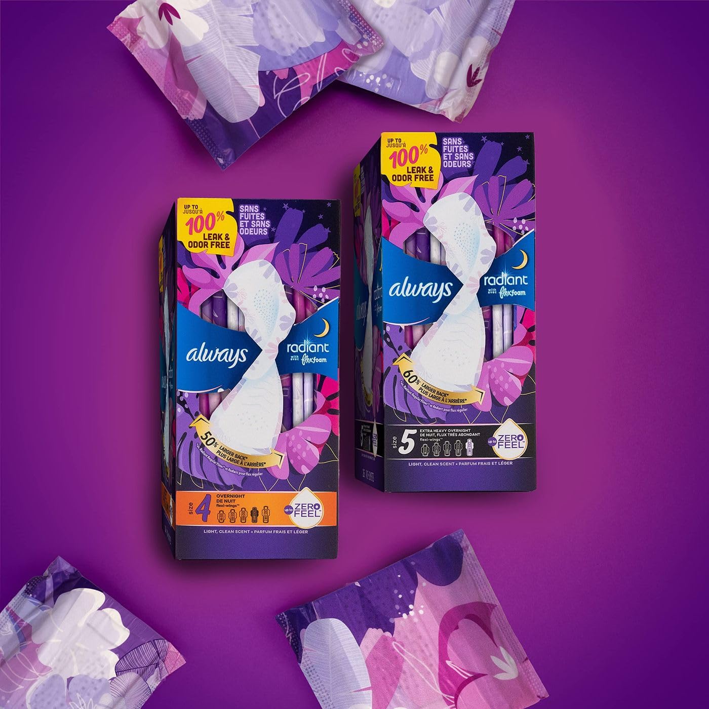 Always Radiant Feminine Pads for Women, Size 4 Overnight Pads Always buy supplements canada