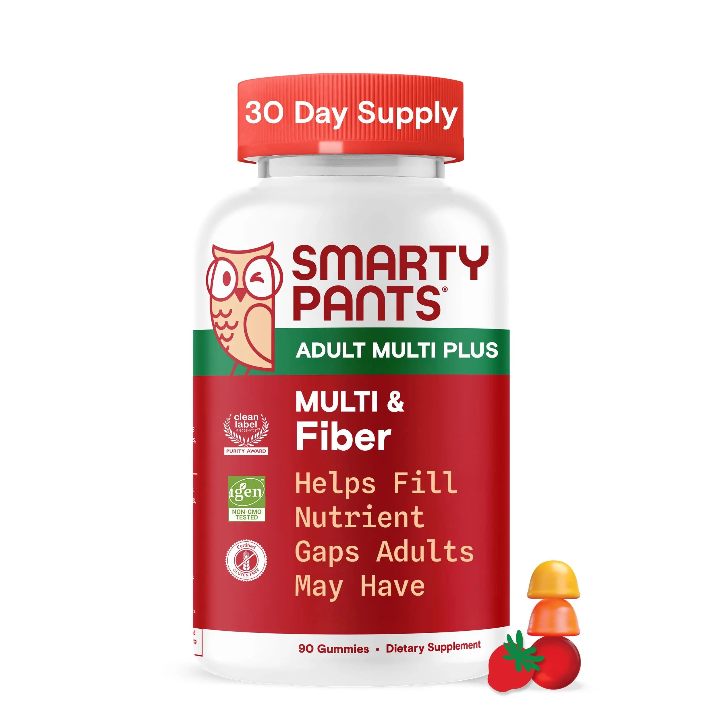 SmartyPants Fiber Supplement & Multivitamin for Men & Women - Improved Formula: Prebiotic Fiber Gummies with Omega 3 (DHA/EPA), Vitamin D3, C, Vitamin B12, B6, A, K & Zinc, 90 Count (30 Day Supply) SmartyPants buy supplements canada