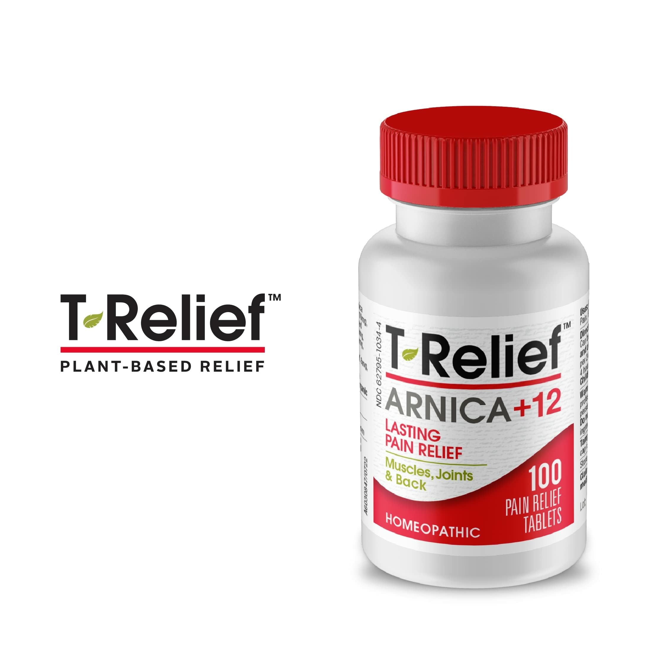 MediNatura T-Relief Pain - Arnica Medication for Naturally Soothing Body Aches - Supports Muscle, Joint & Back Relief - Chewable Tablets - Plant-Based Tablets - Non-Addictive - 100 Count - 2 Pack MediNatura buy supplements canada